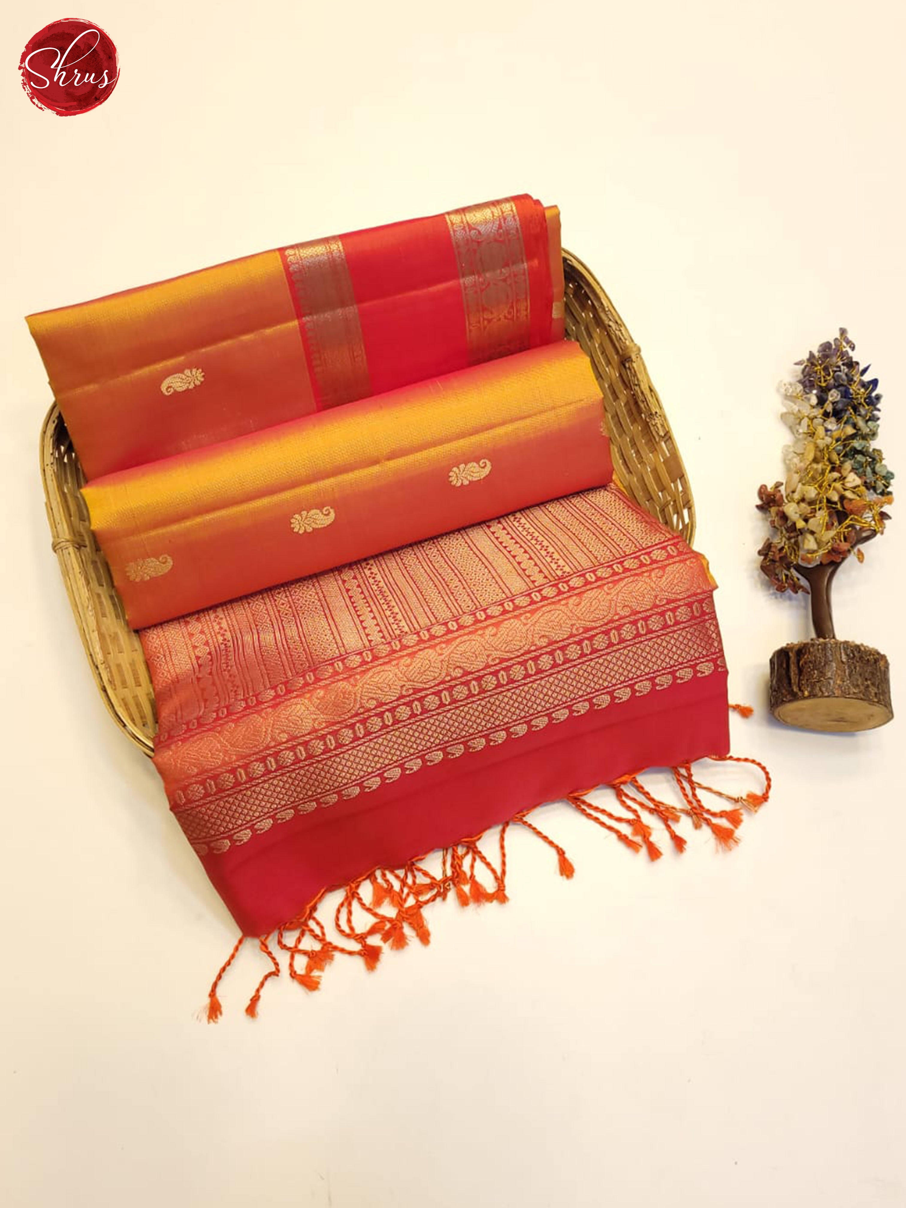 Mustard And Orange-Soft Silk Saree - Shop on ShrusEternity.com