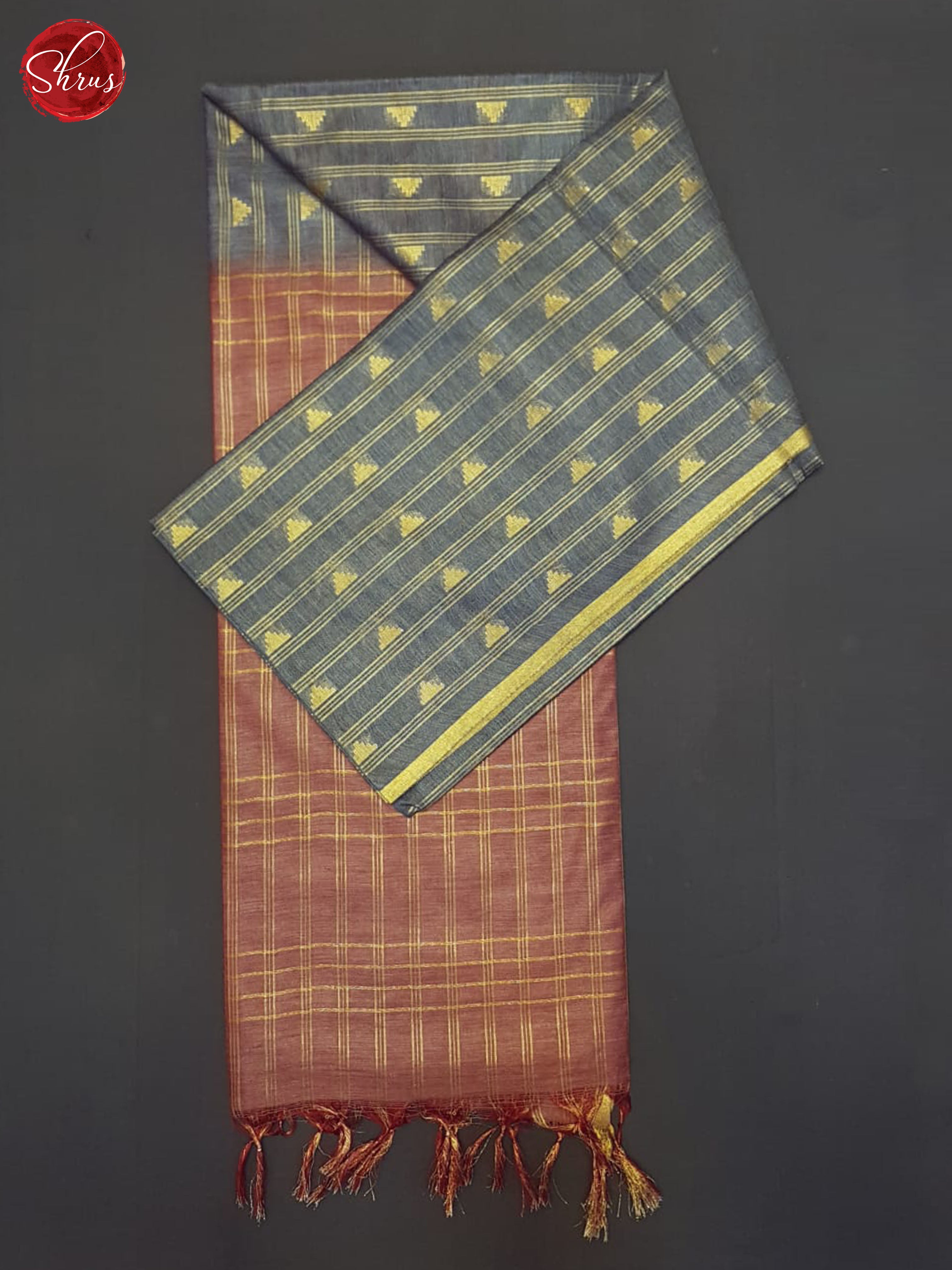 Grey And Maroon - Semi Tussar Saree - Shop on ShrusEternity.com