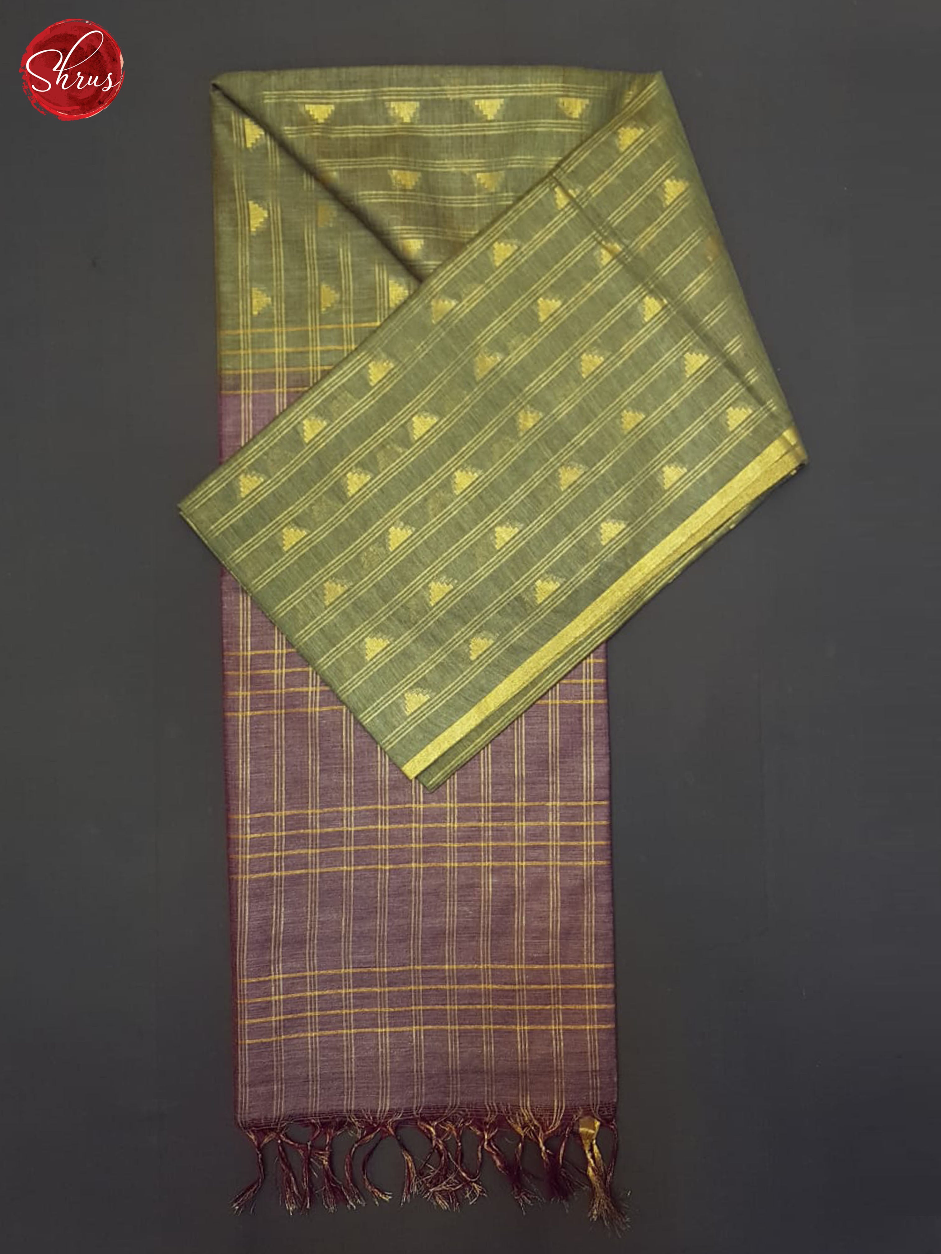 Green And Wine- Semi Tussar Saree - Shop on ShrusEternity.com