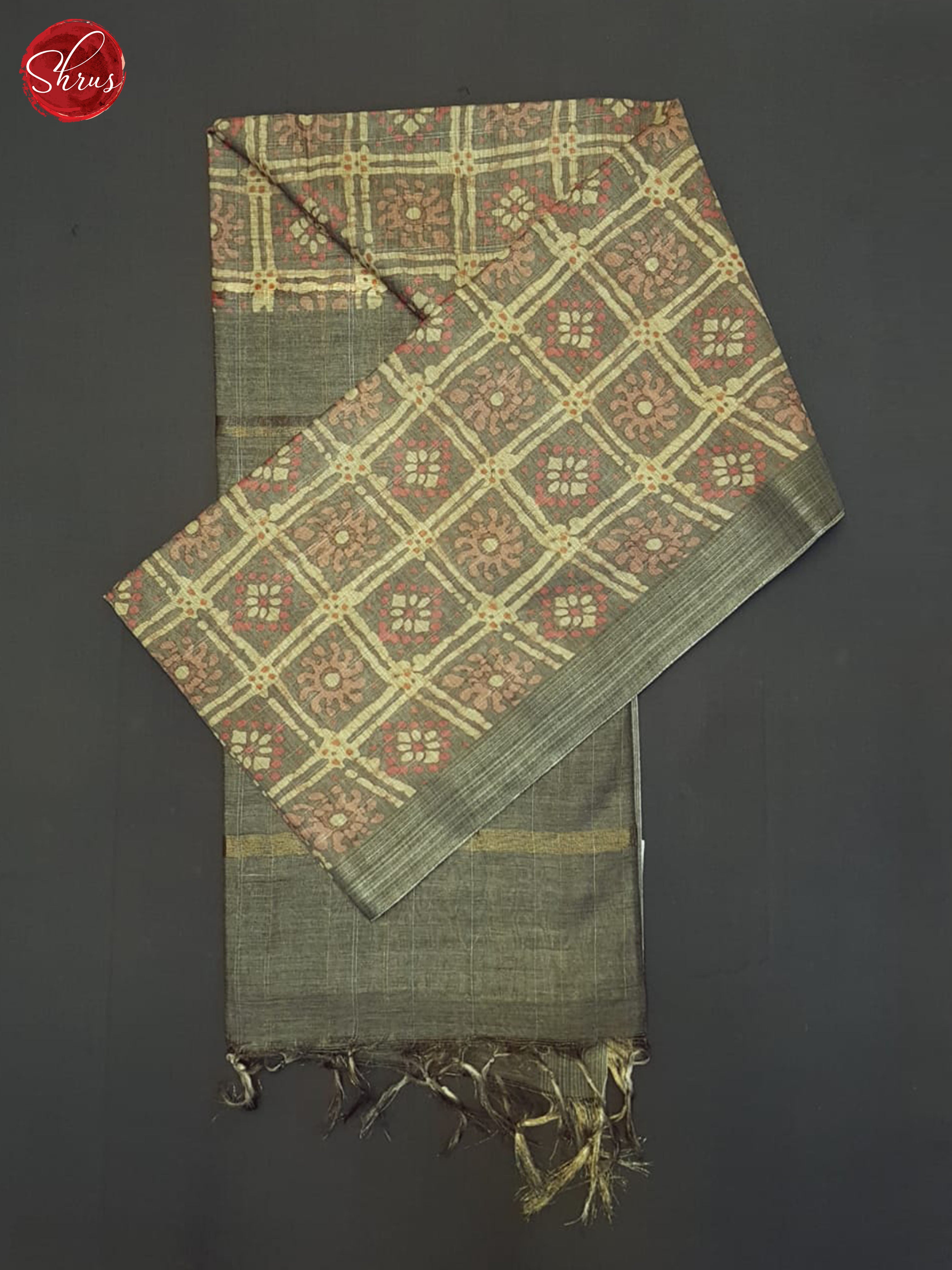 Grey(Single Tone)- Semi Tussar Saree - Shop on ShrusEternity.com