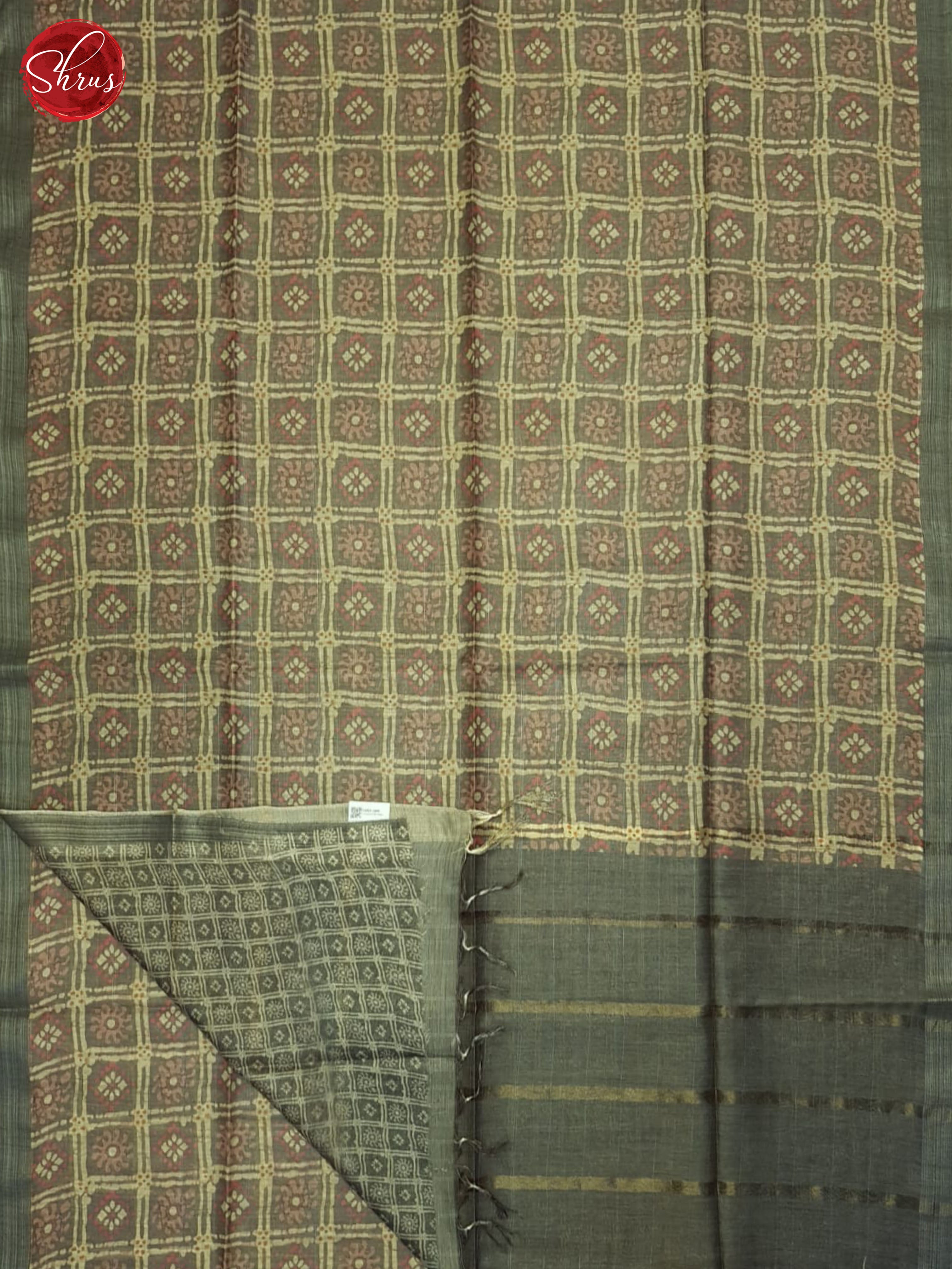 Grey(Single Tone)- Semi Tussar Saree - Shop on ShrusEternity.com