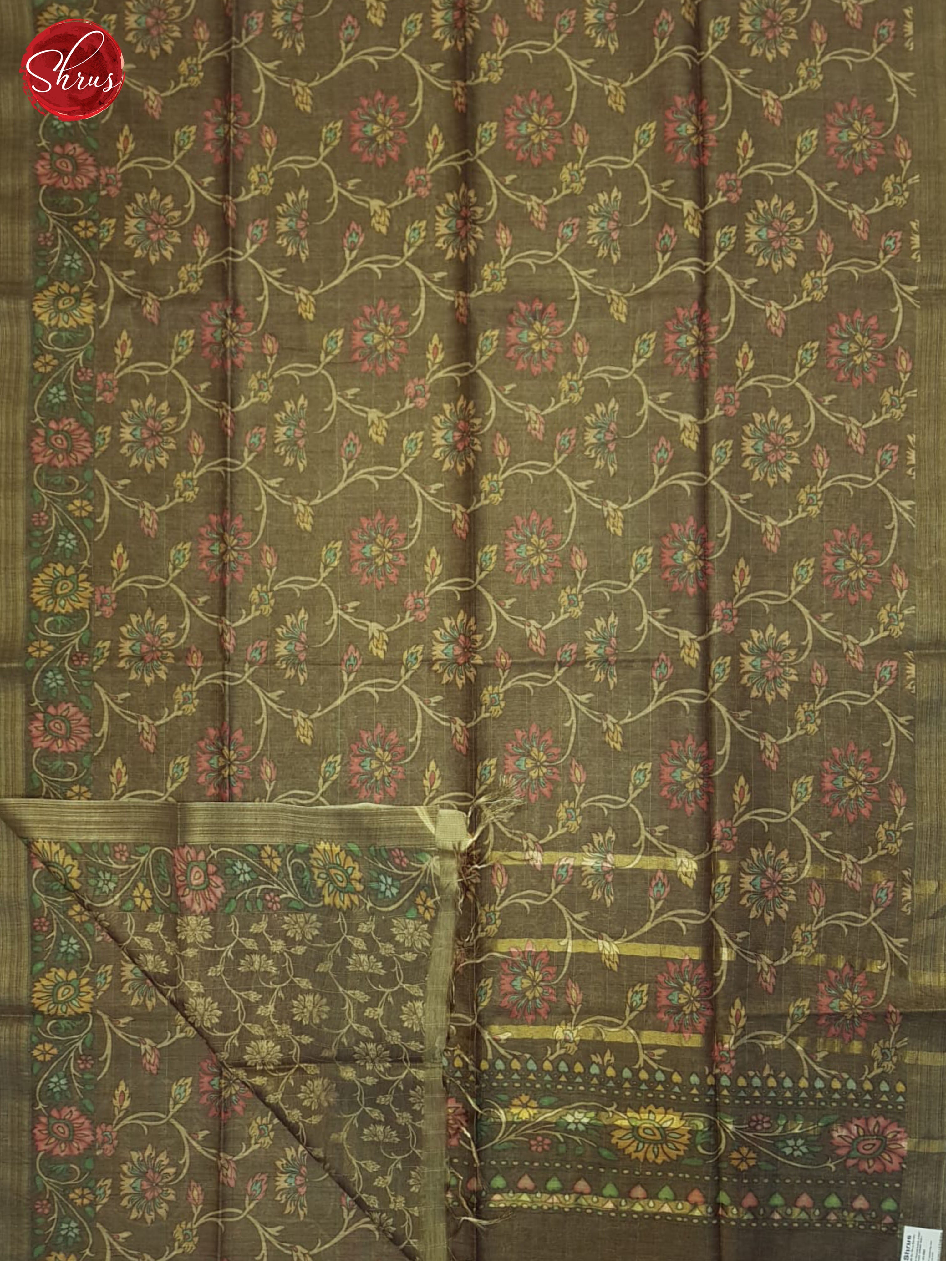 Greyish Brown(Single Tone)- Semi Tussar Saree - Shop on ShrusEternity.com
