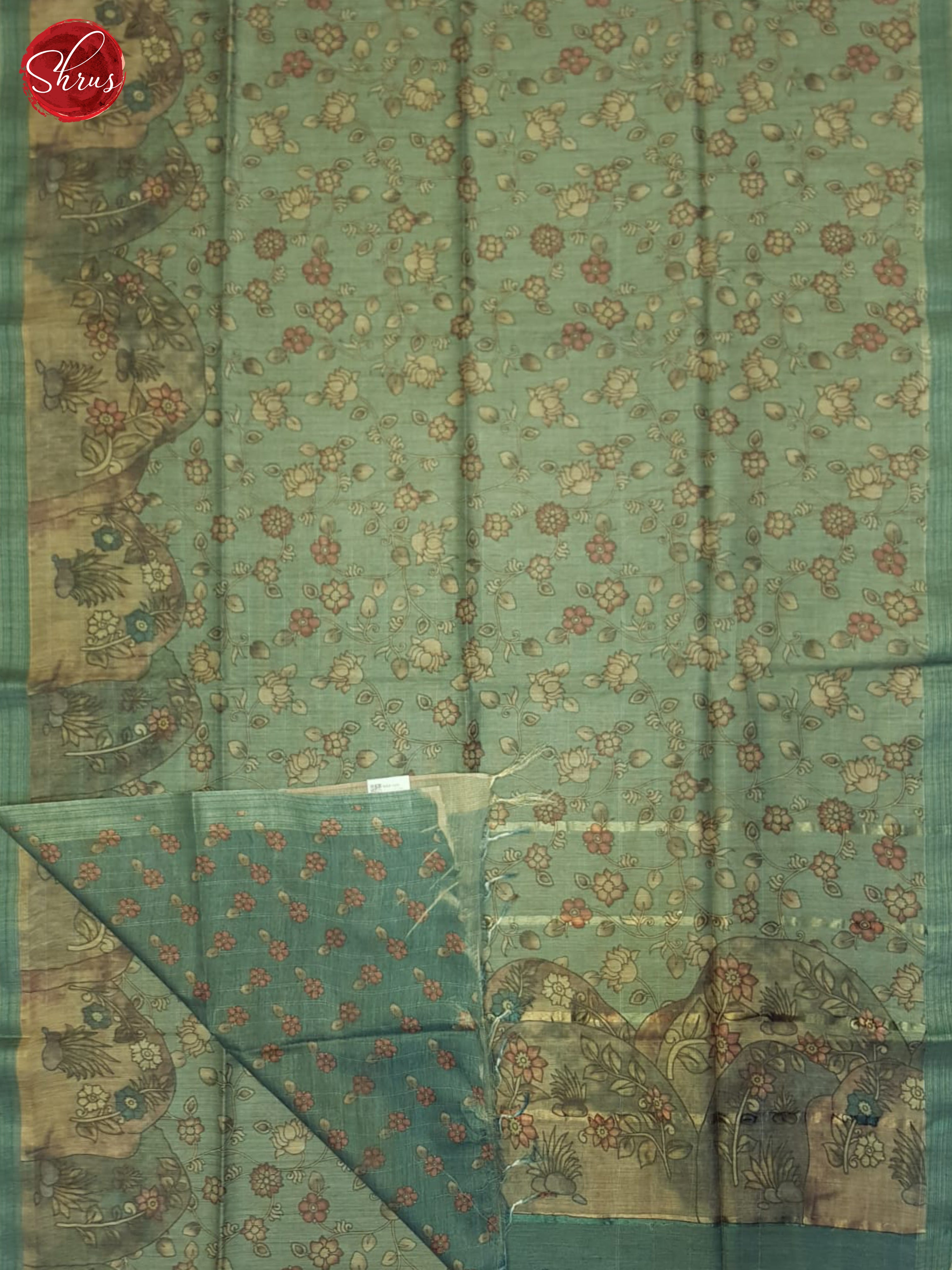 Dusty Aqua Blue(single tone) -Semi Tussar saree - Shop on ShrusEternity.com