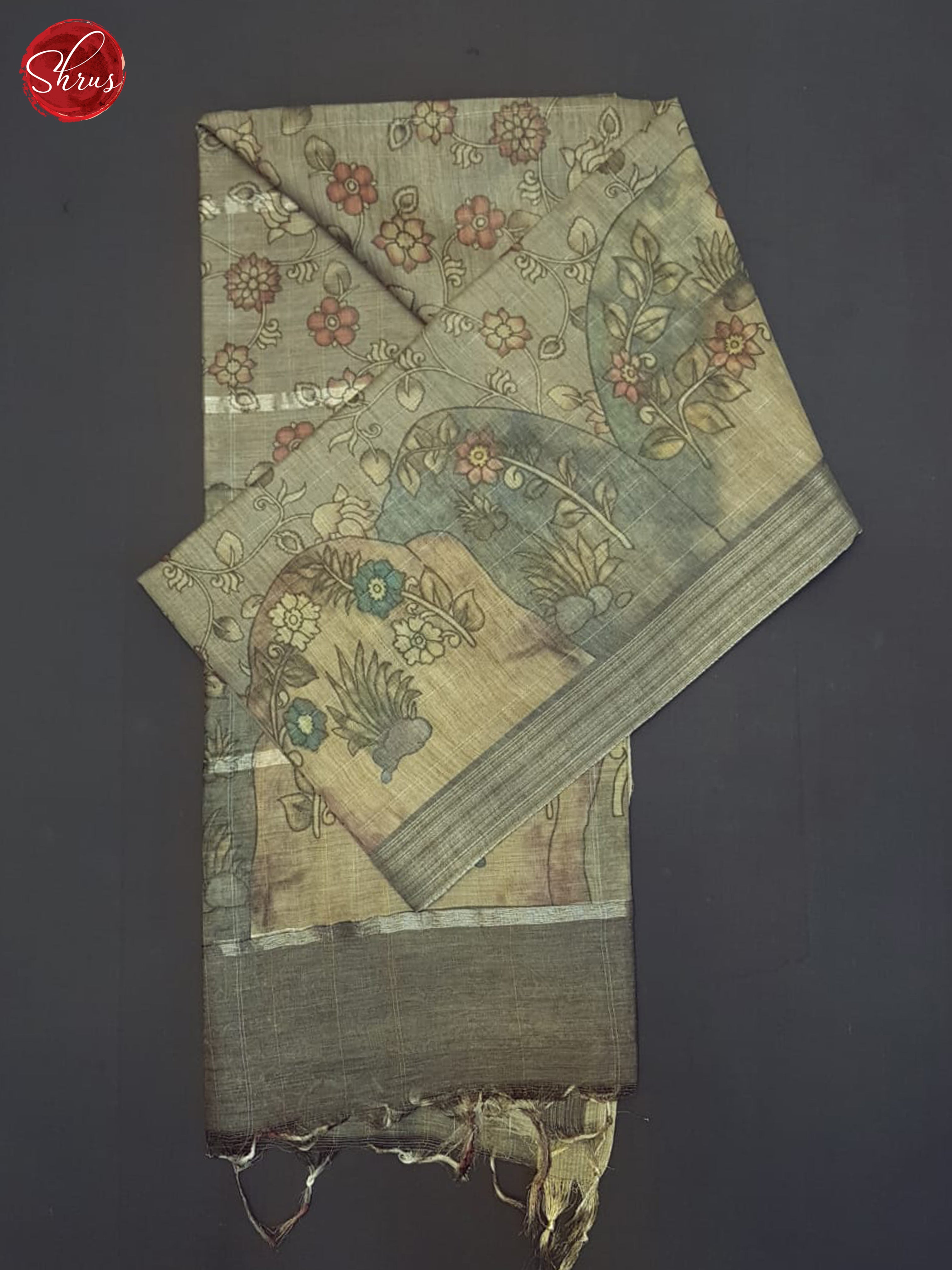 Grey(Single Tone)- Semi Tussar Saree - Shop on ShrusEternity.com