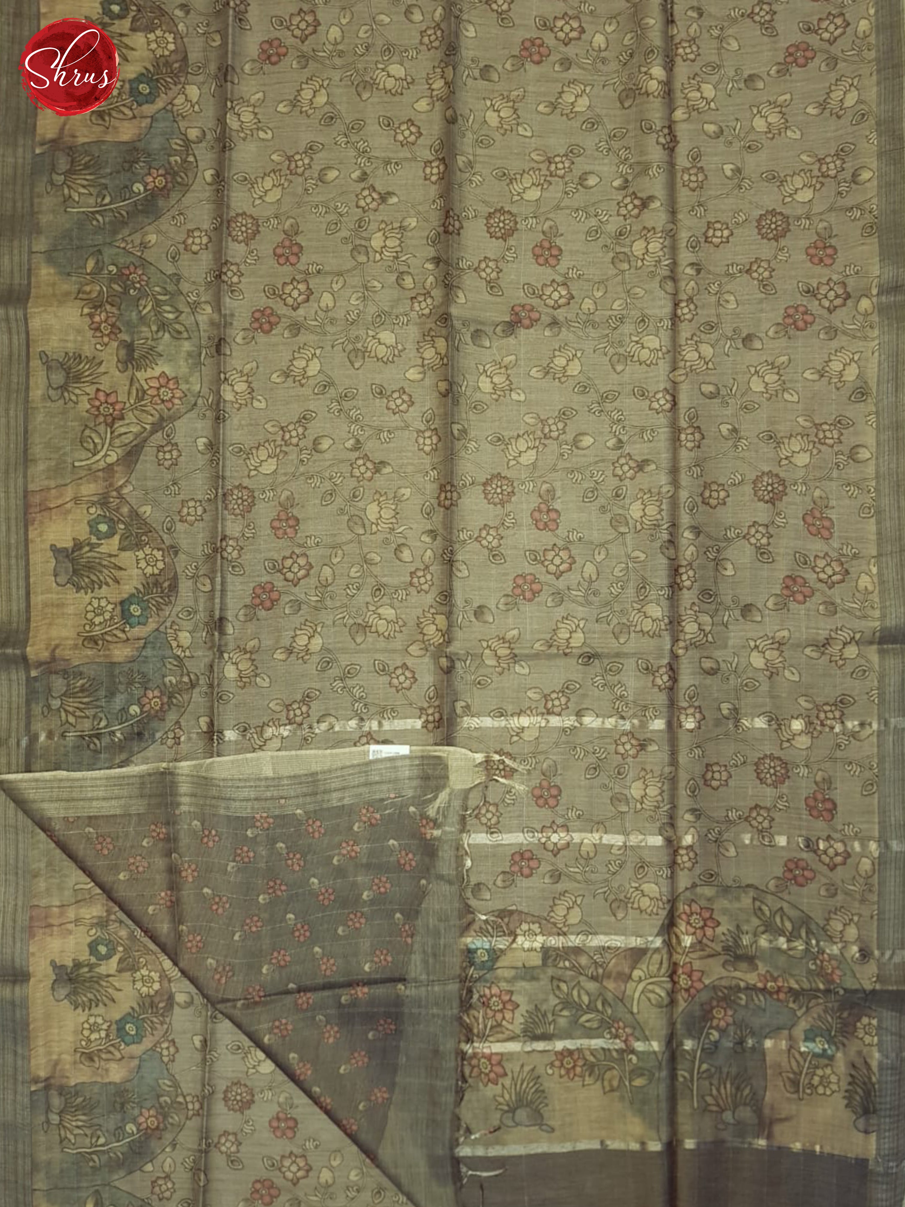 Grey(Single Tone)- Semi Tussar Saree - Shop on ShrusEternity.com