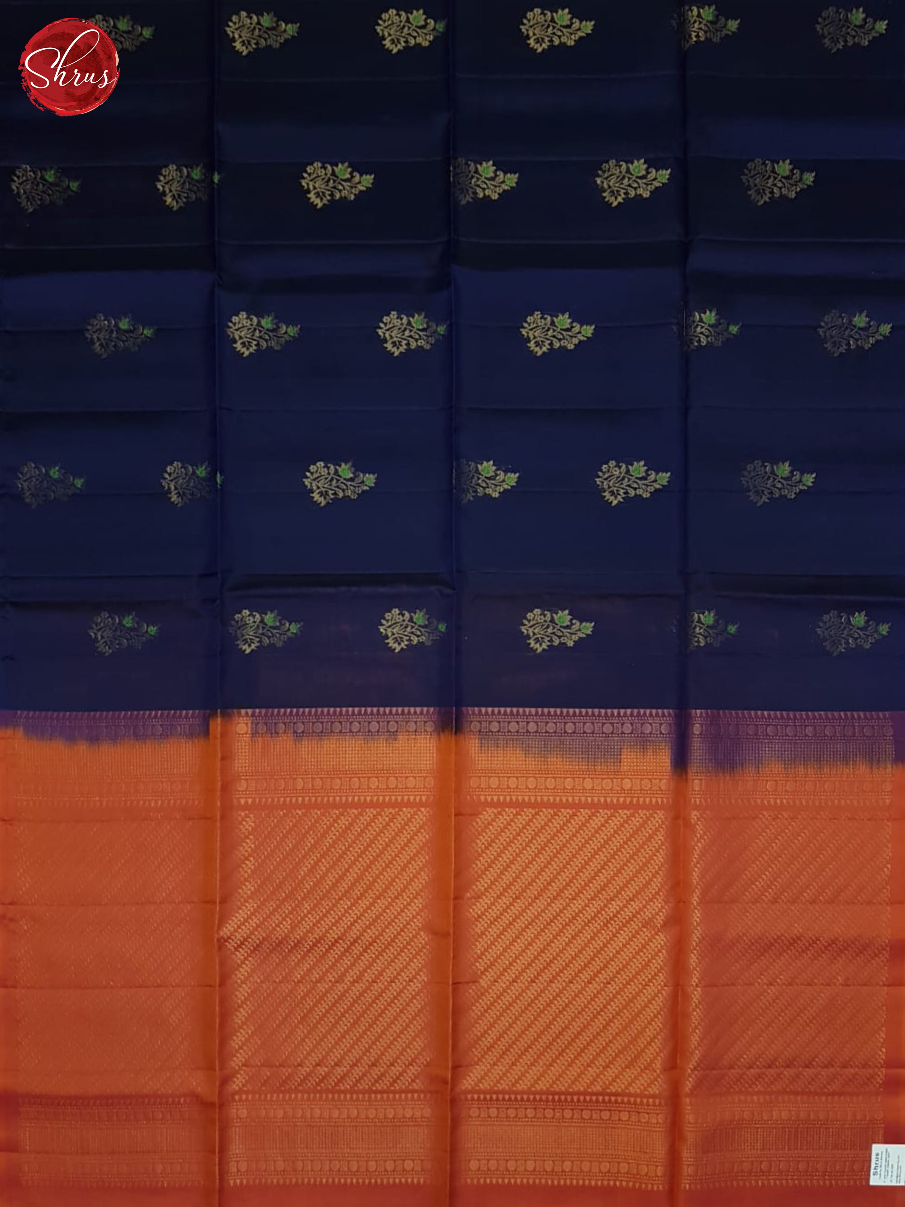 Blue And Orange- Soft Silk Half-pure Saree - Shop on ShrusEternity.com