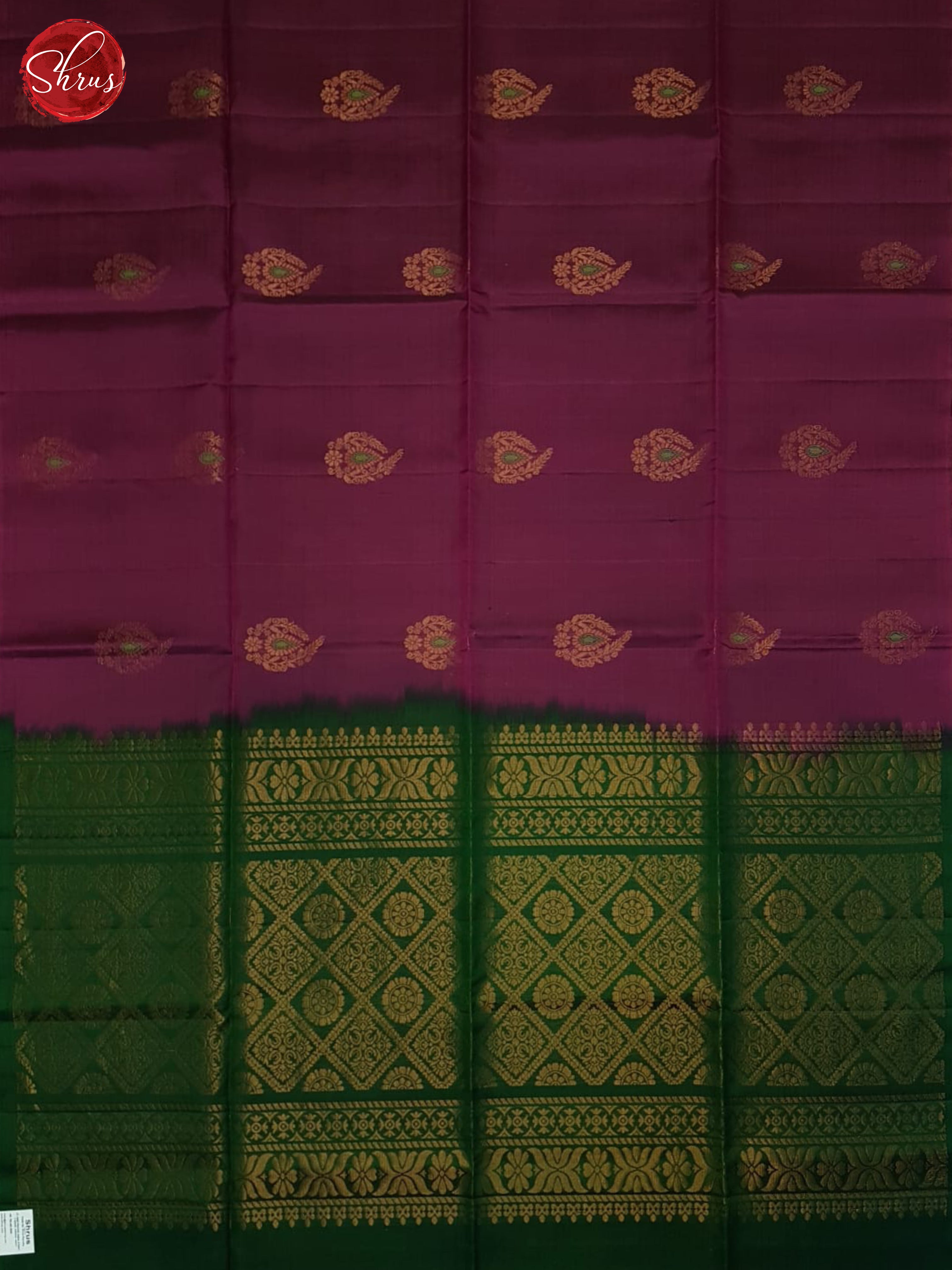 Wine And Green- Soft Silk half-pure Saree - Shop on ShrusEternity.com