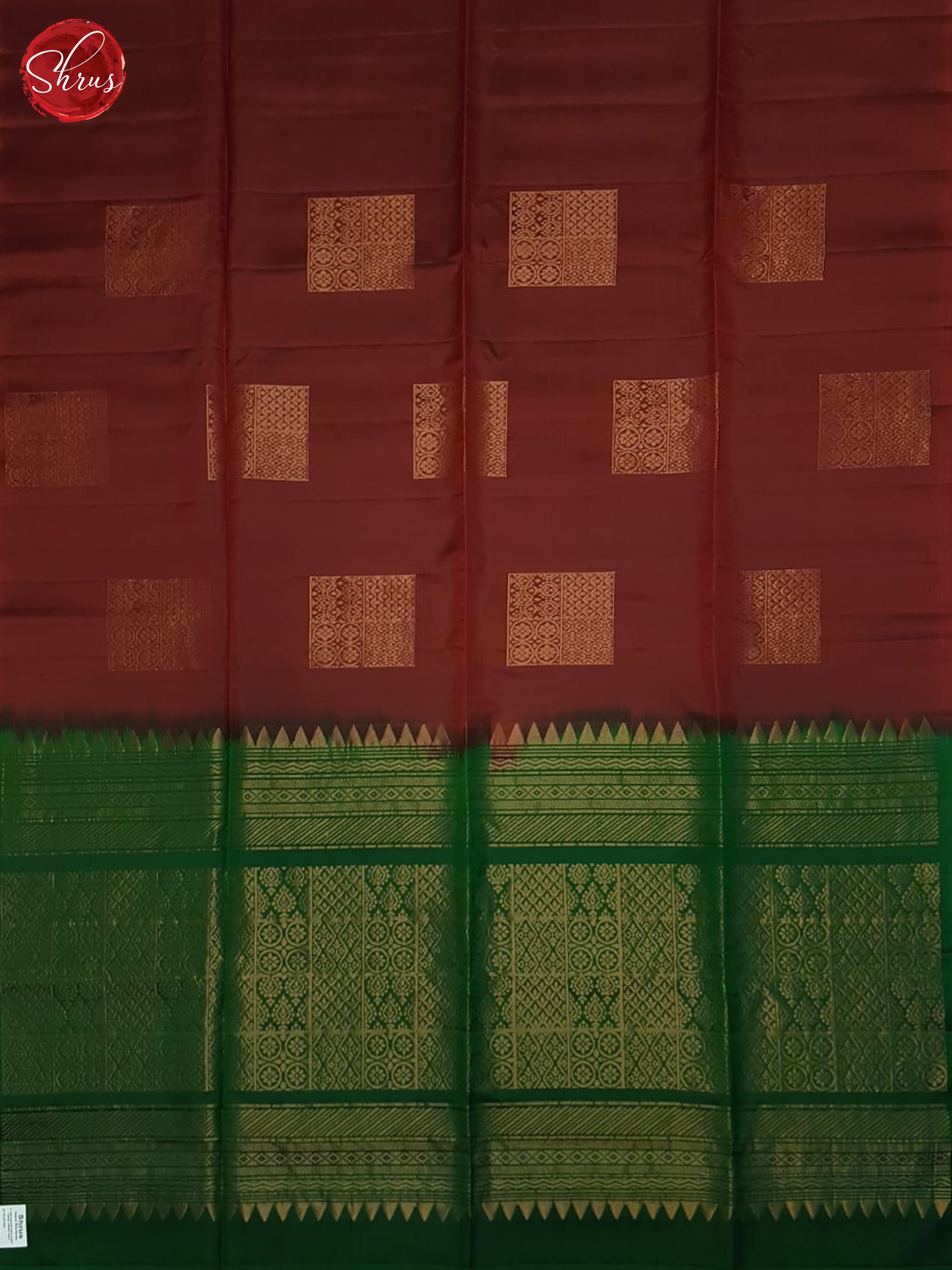Araku Marron And Green- Soft Silk half-pure Saree - Shop on ShrusEternity.com