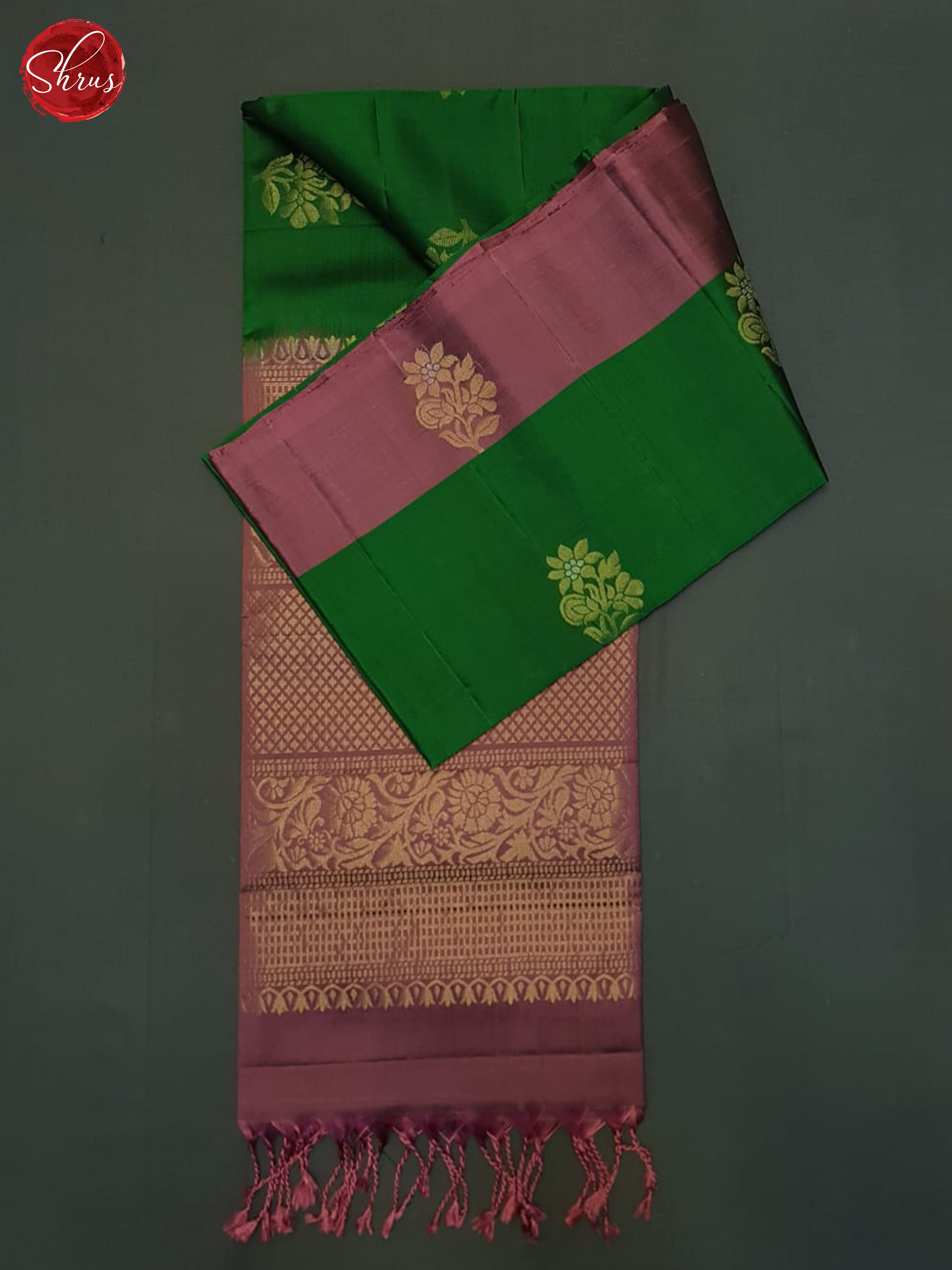 Green And Dusty Wine-Soft Silk Half-pure Saree - Shop on ShrusEternity.com