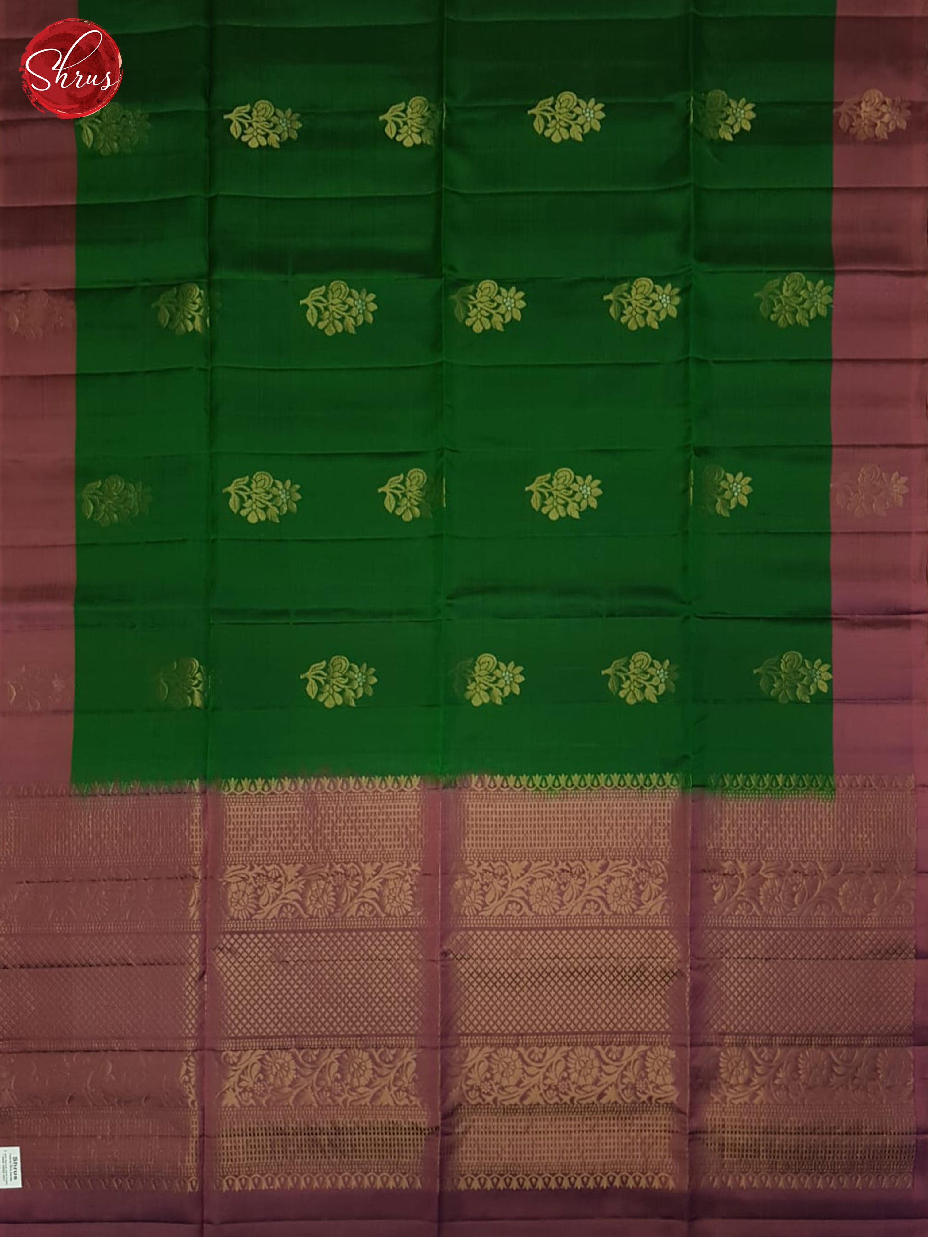 Green And Dusty Wine-Soft Silk Half-pure Saree - Shop on ShrusEternity.com