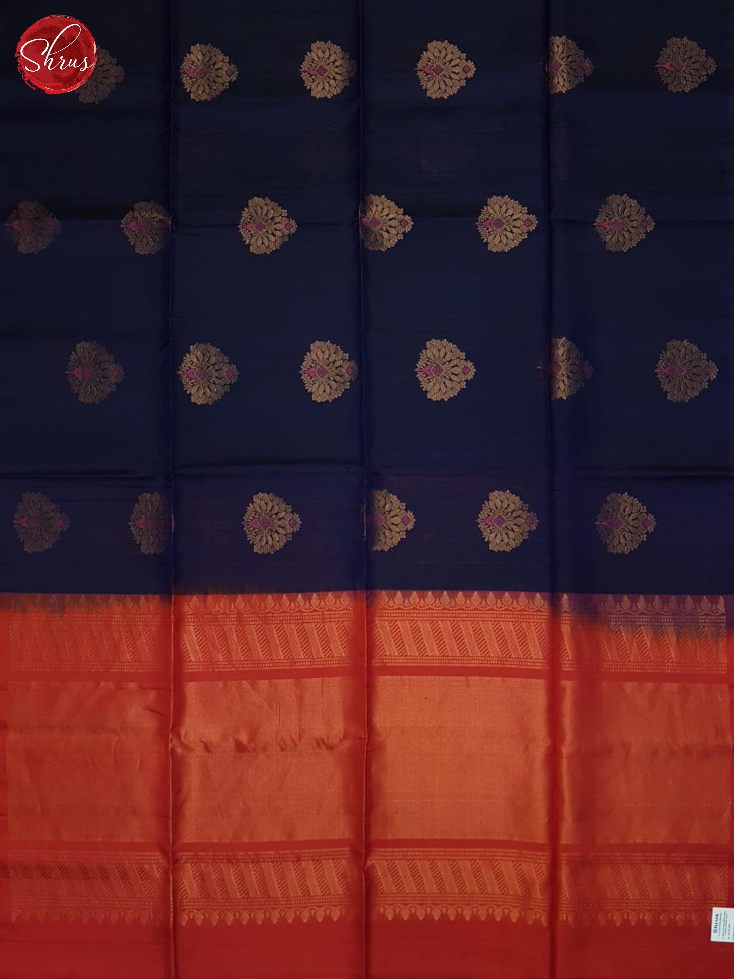 Blue And Red- Soft Silk Half-pure Saree - Shop on ShrusEternity.com