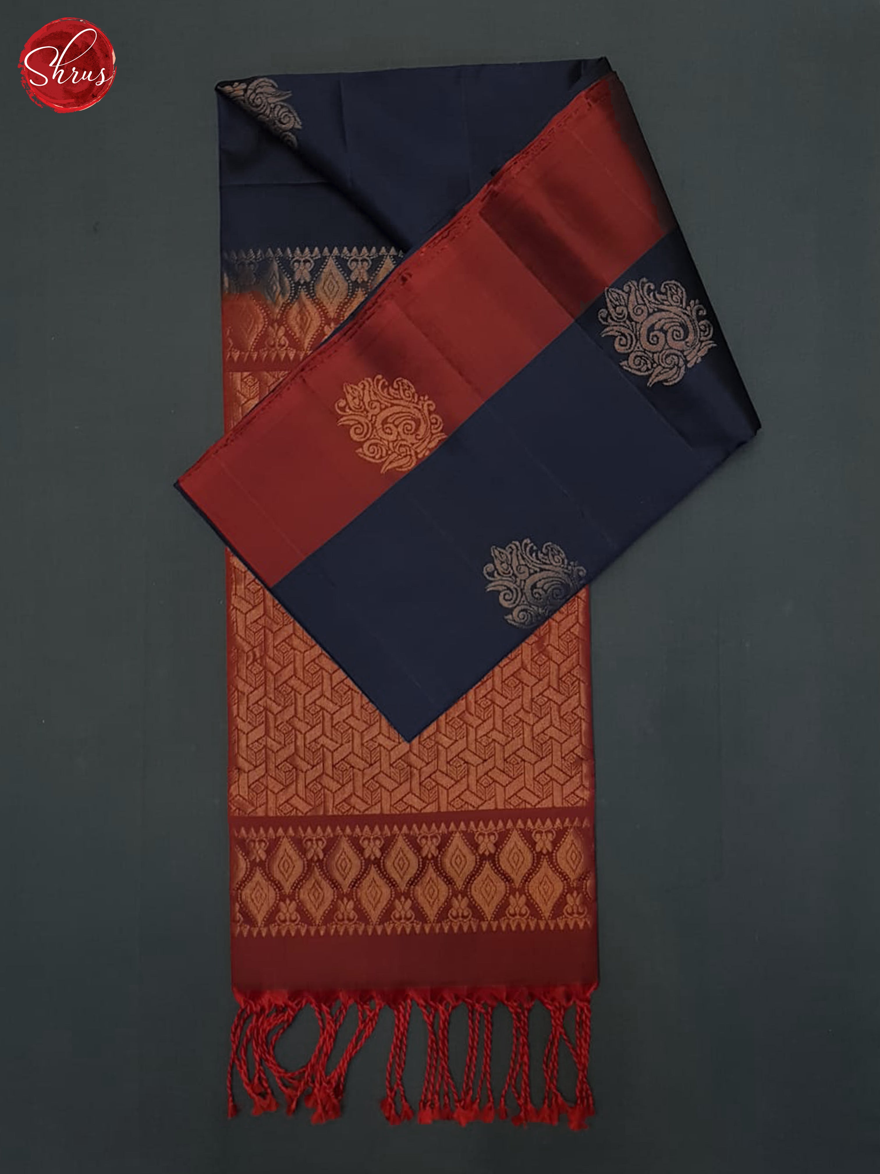 Blue And Maroon- Soft Silk Half-pure Saree - Shop on ShrusEternity.com
