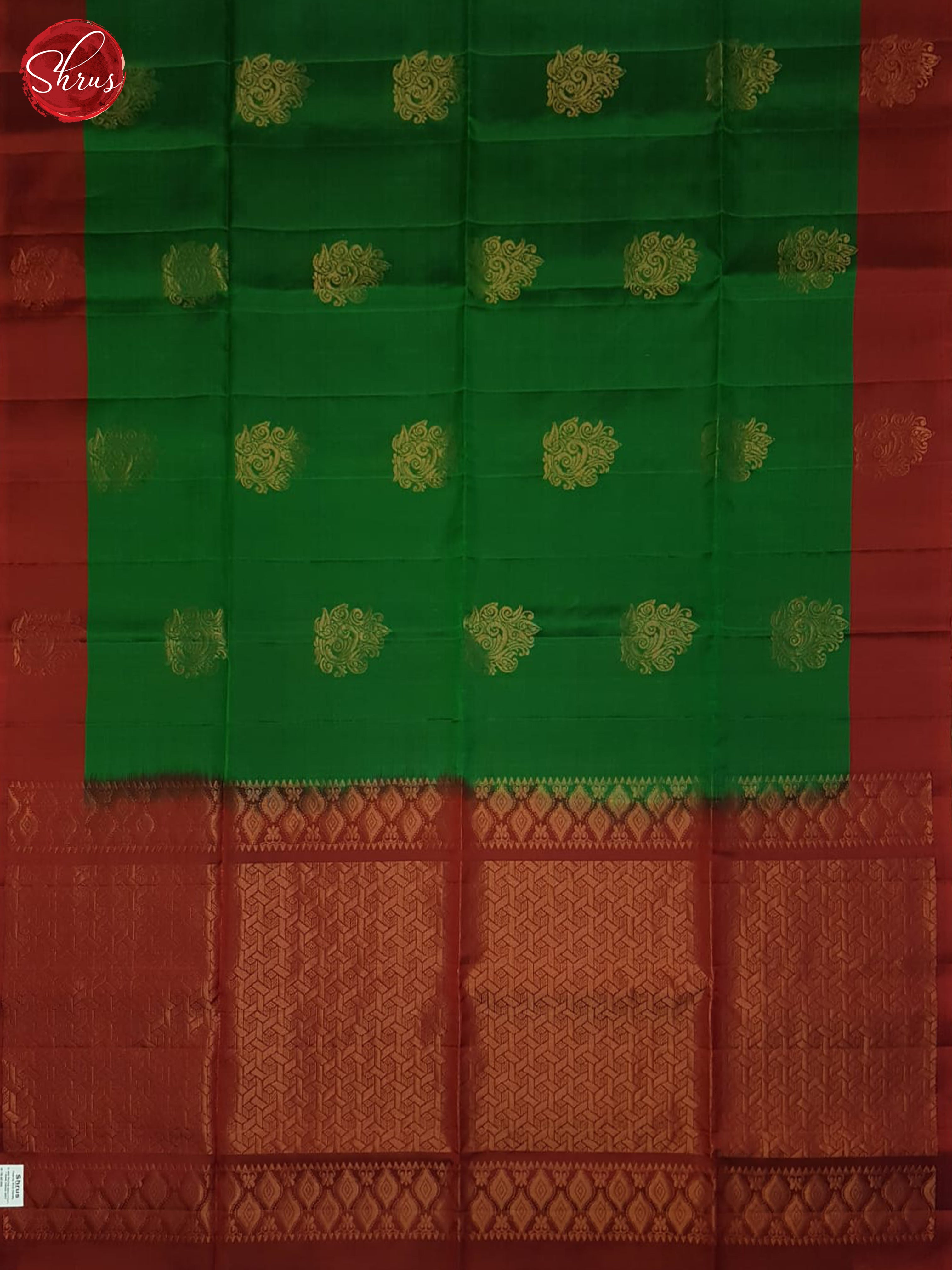 Green And Red- Soft Silk Half-pure Saree - Shop on ShrusEternity.com