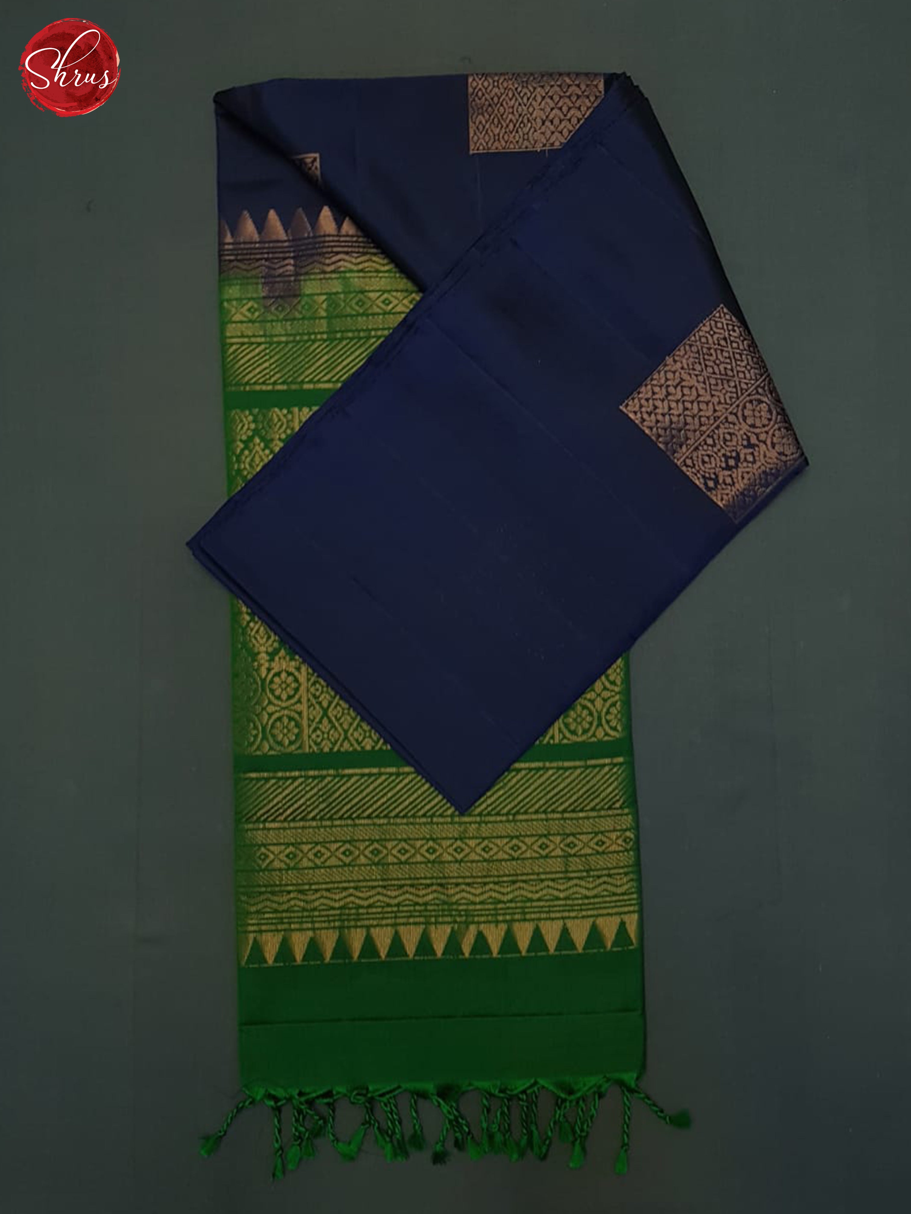 Blue And Green- Soft Silk Half-pure Saree - Shop on ShrusEternity.com