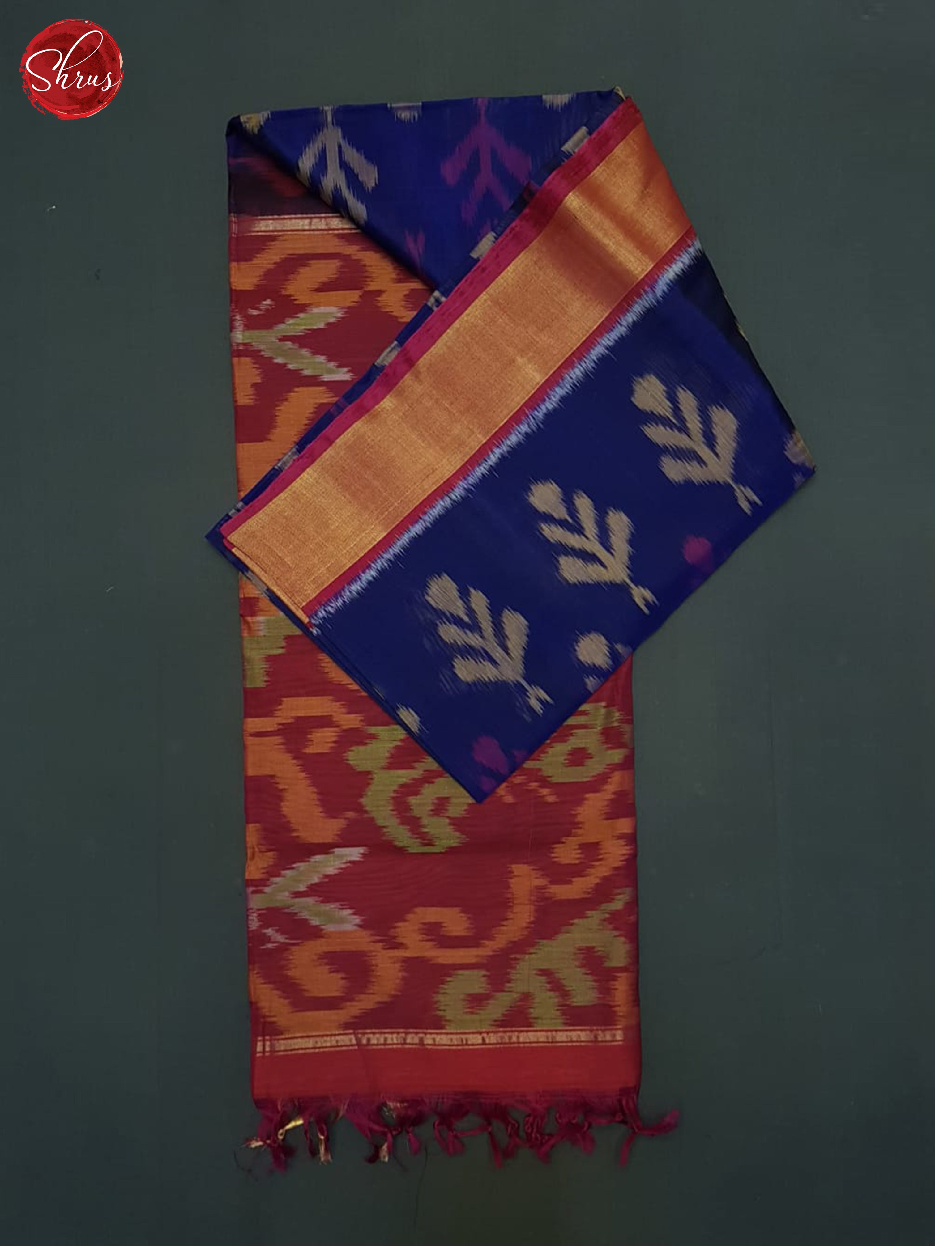Blue And Pink- Pochampally Silk Cotton Saree - Shop on ShrusEternity.com