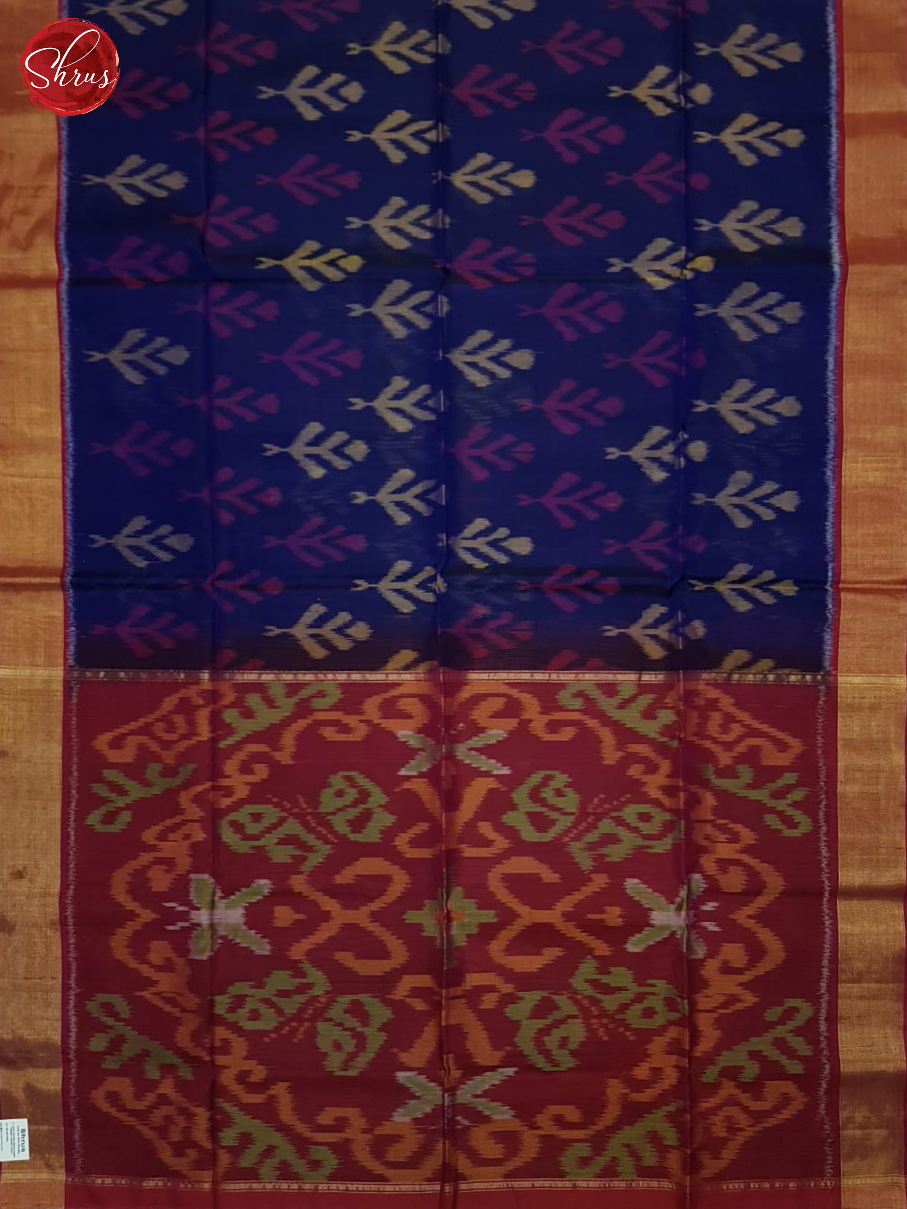 Blue And Pink- Pochampally Silk Cotton Saree - Shop on ShrusEternity.com