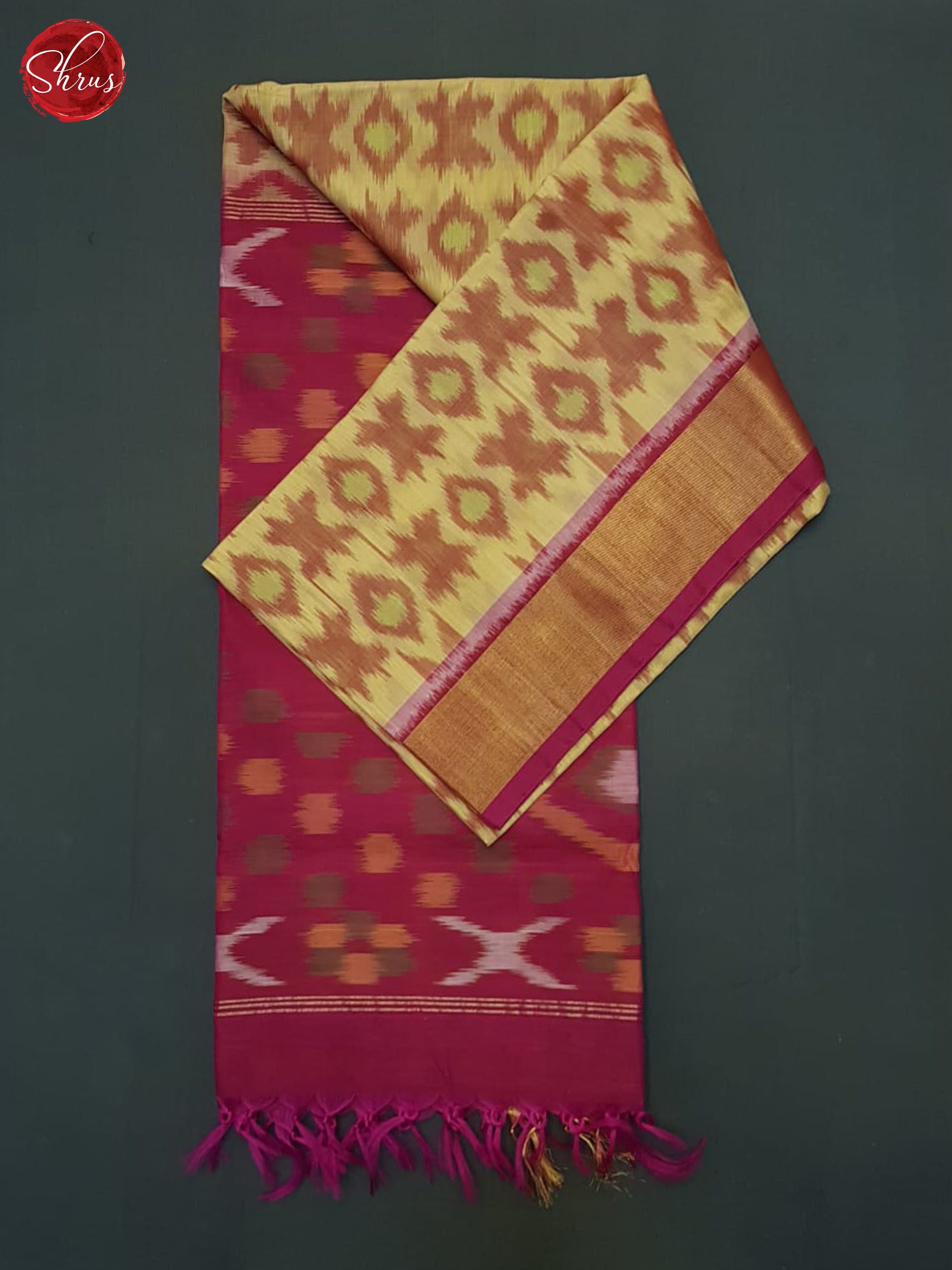 Beige And Pink- Pochampally Silk Cotton saree - Shop on ShrusEternity.com