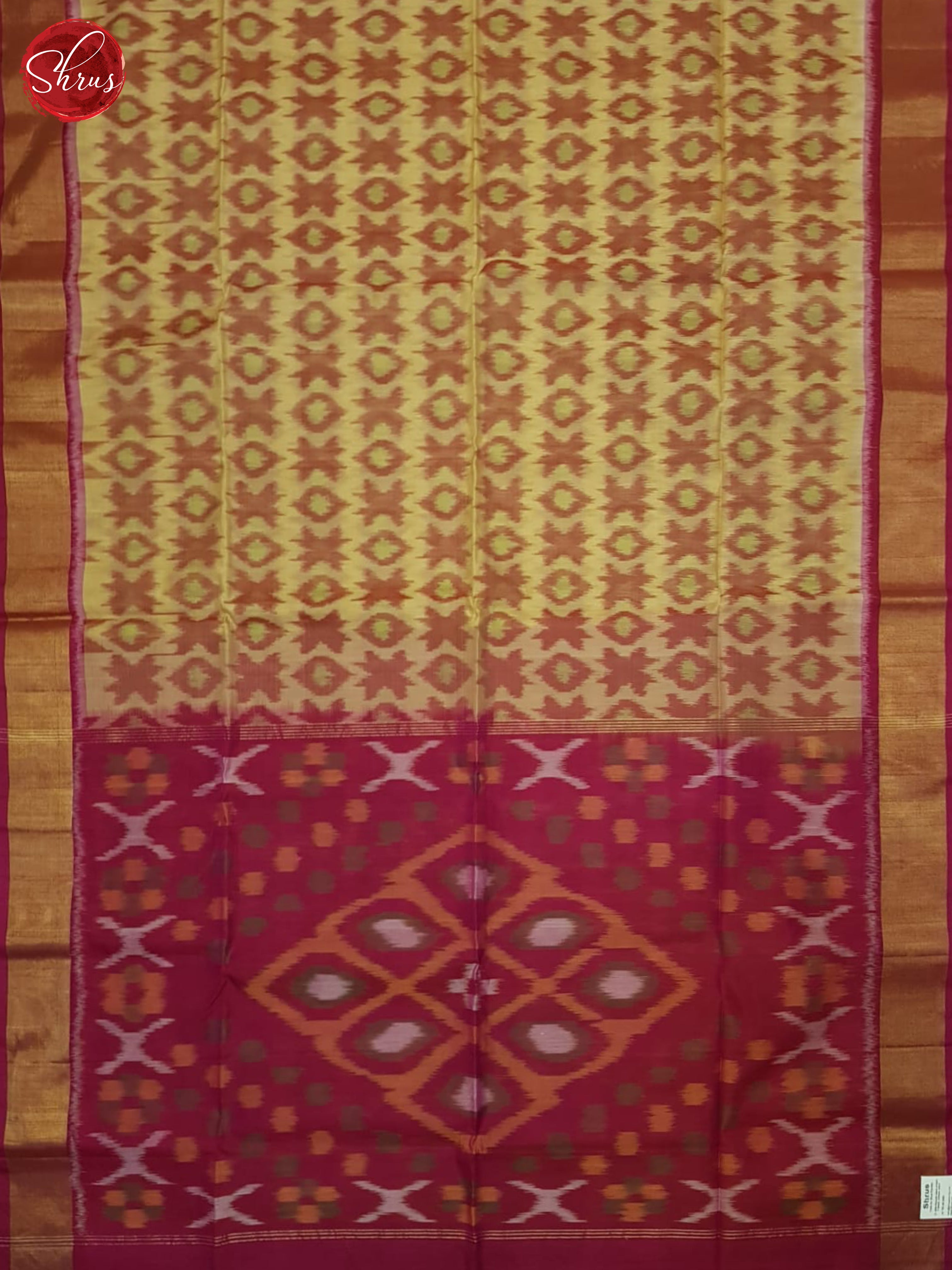 Beige And Pink- Pochampally Silk Cotton saree - Shop on ShrusEternity.com