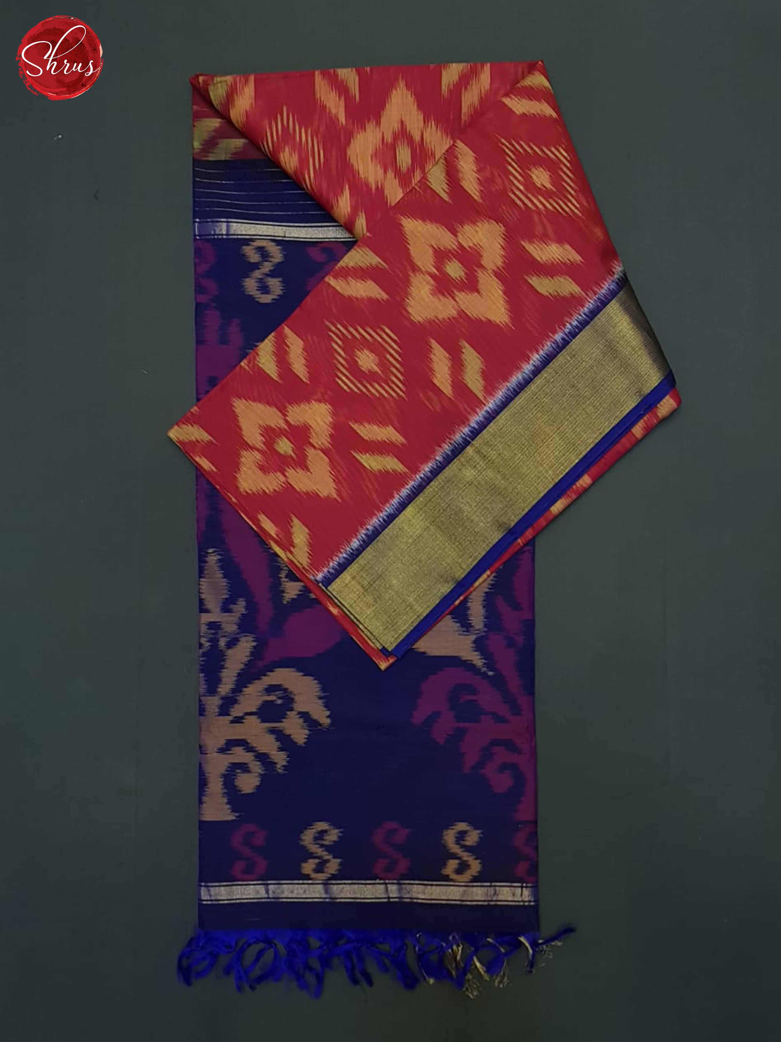Red And Blue- Pochampally Silk Cotton Saree - Shop on ShrusEternity.com