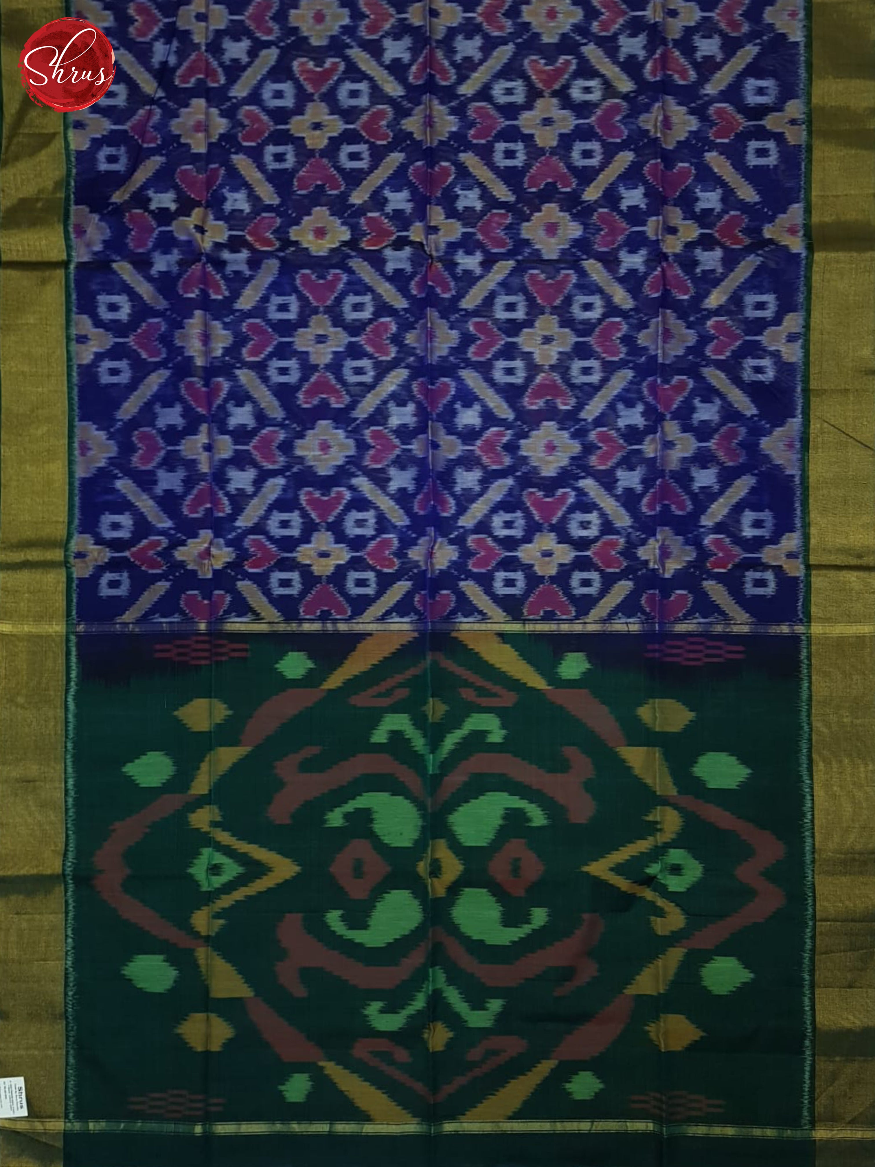 Blue And Green- Pochampally Silk Cotton Saree - Shop on ShrusEternity.com