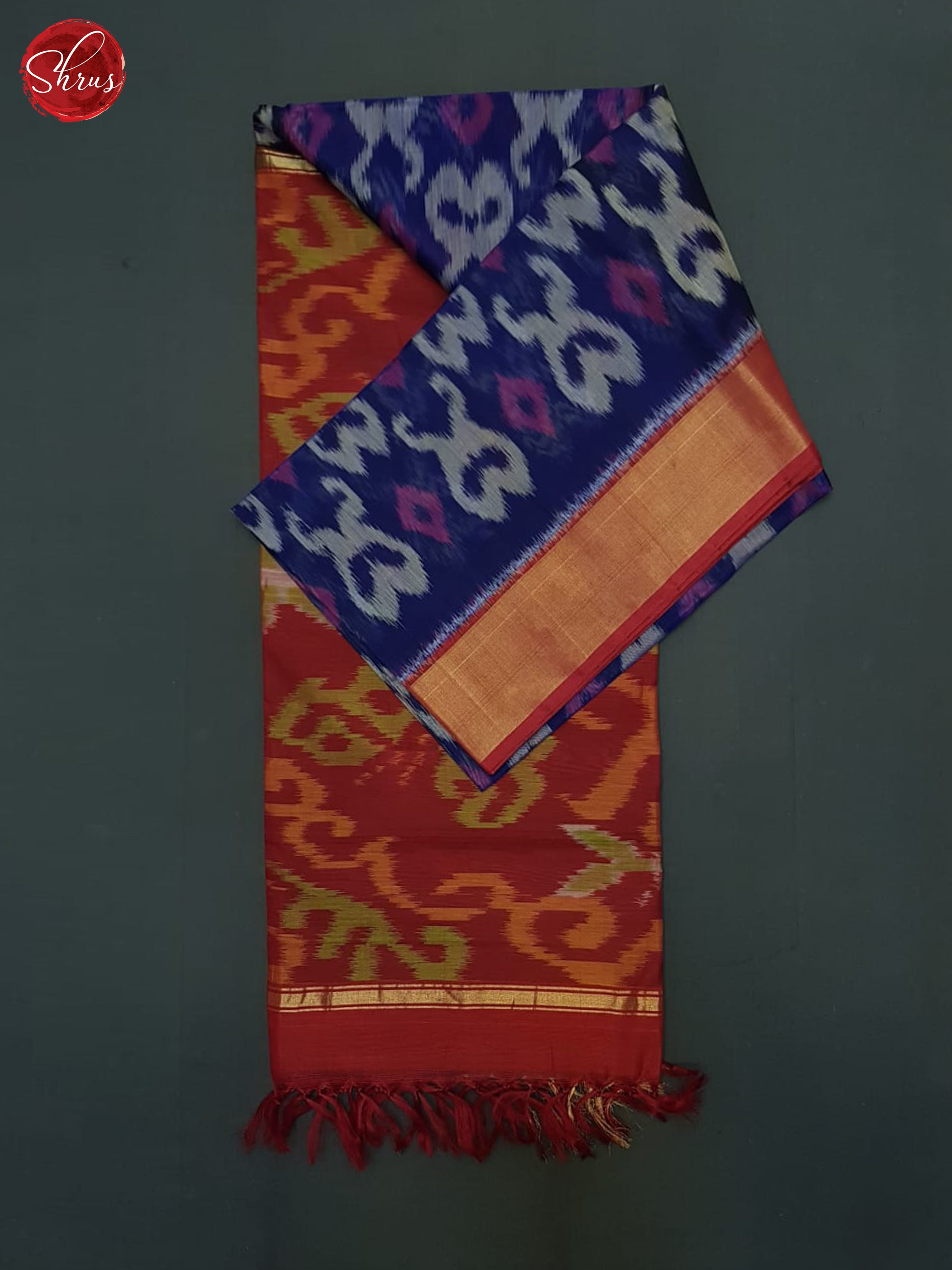 Blue And Red- Pochampally Silk Cotton Saree - Shop on ShrusEternity.com