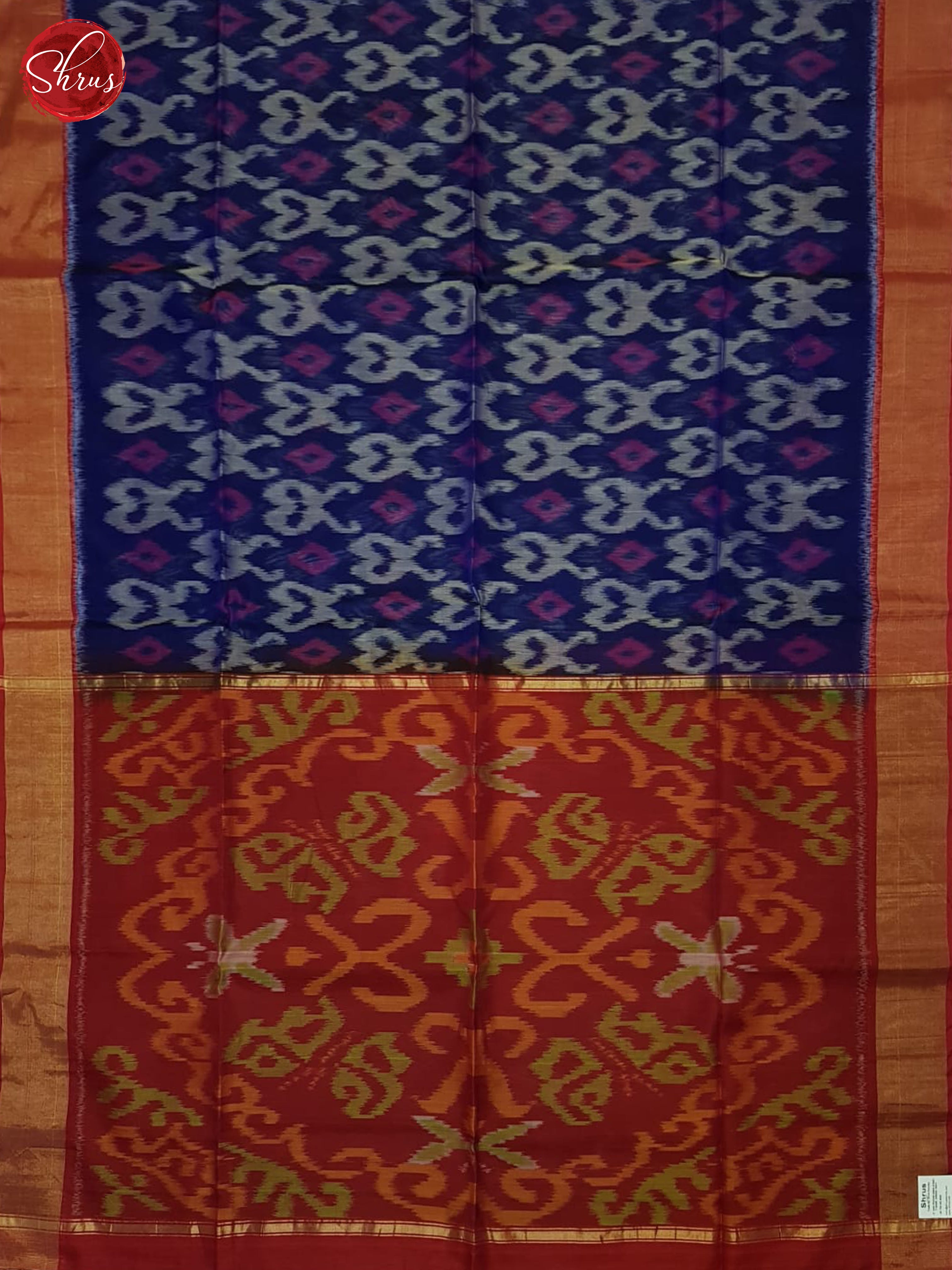 Blue And Red- Pochampally Silk Cotton Saree - Shop on ShrusEternity.com