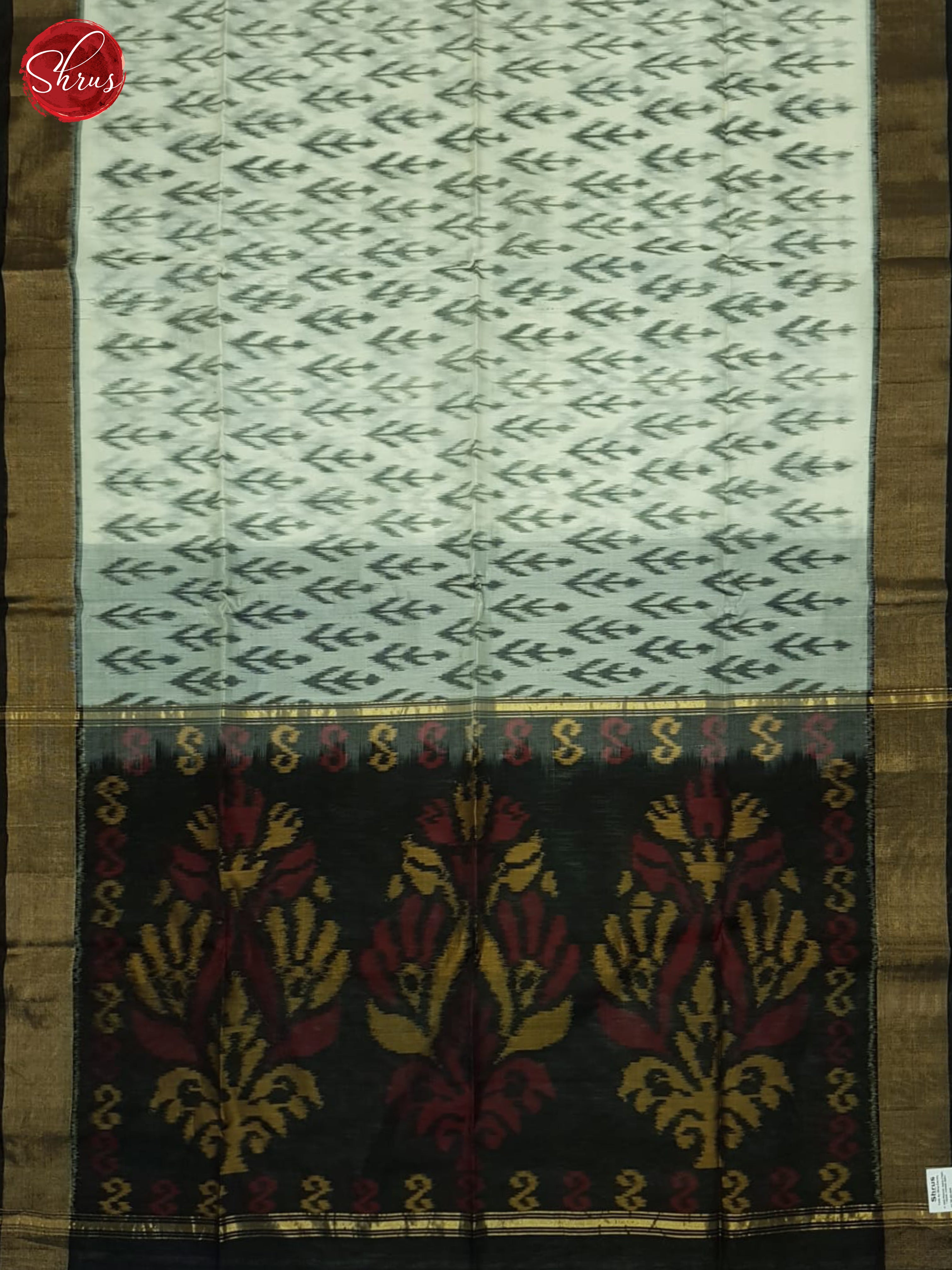 Cream And Black- Pochampally Silk Cotton Saree - Shop on ShrusEternity.com