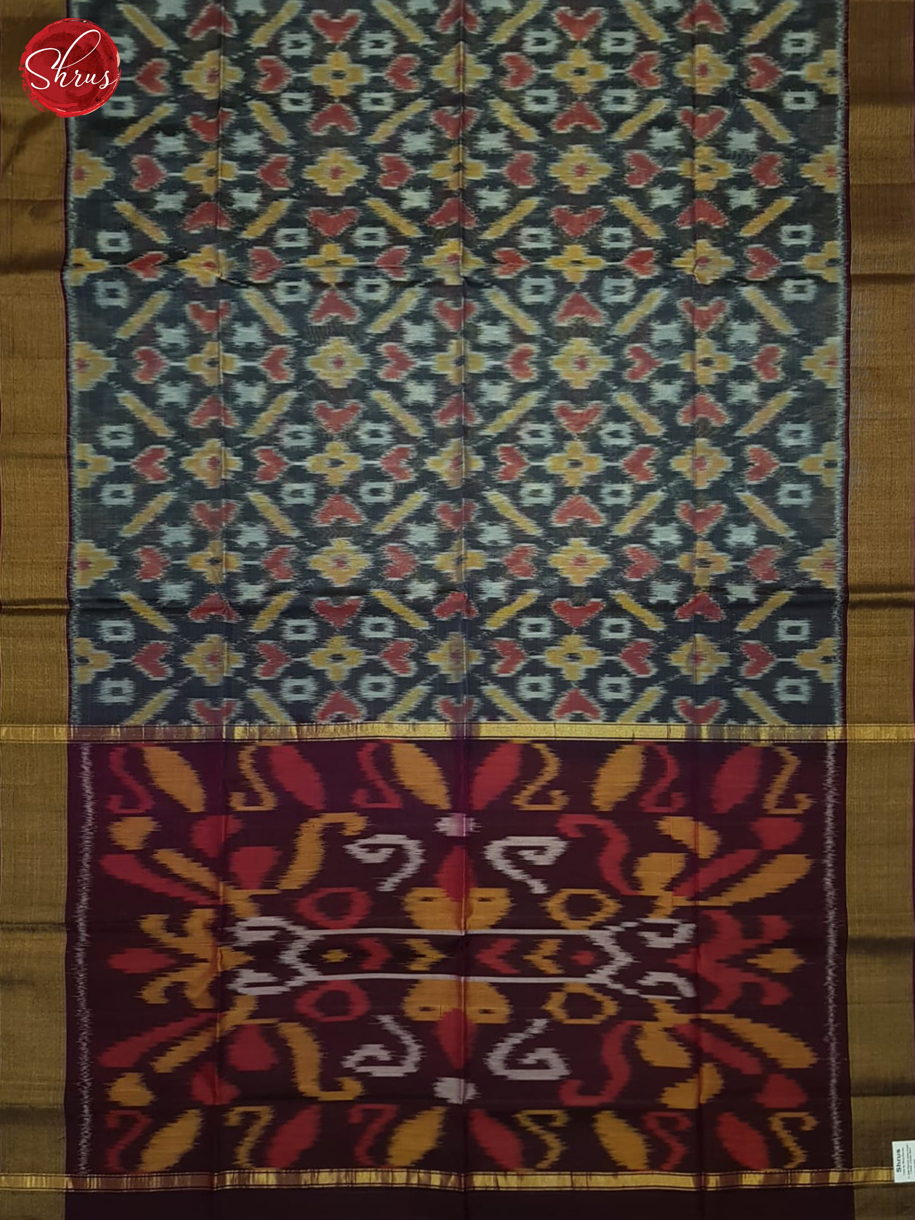 Grey And Deep Wine- Pochampally Silk Cotton Saree - Shop on ShrusEternity.com