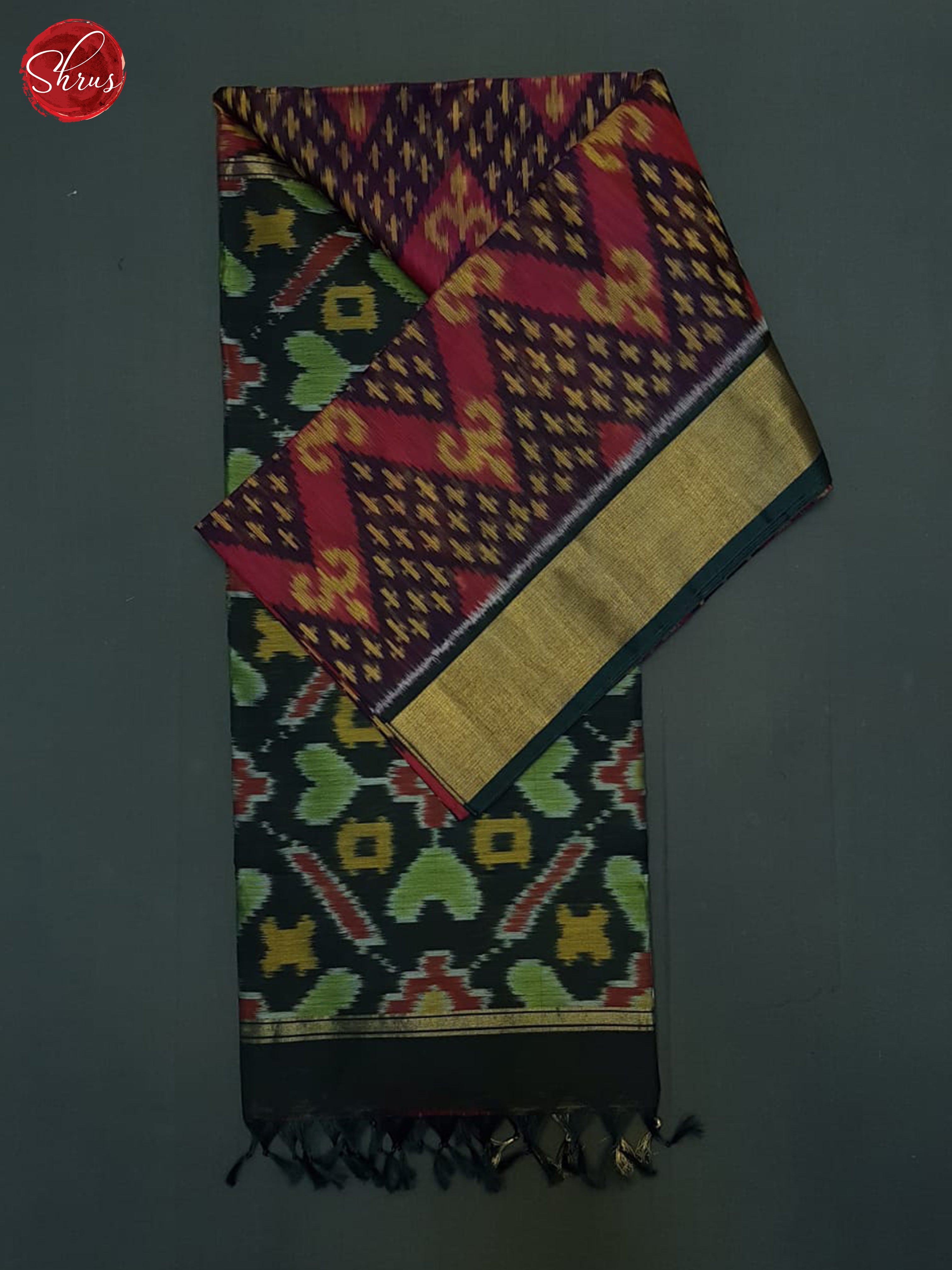 Wine And Green- Pochampally Silk Cotton Saree - Shop on ShrusEternity.com