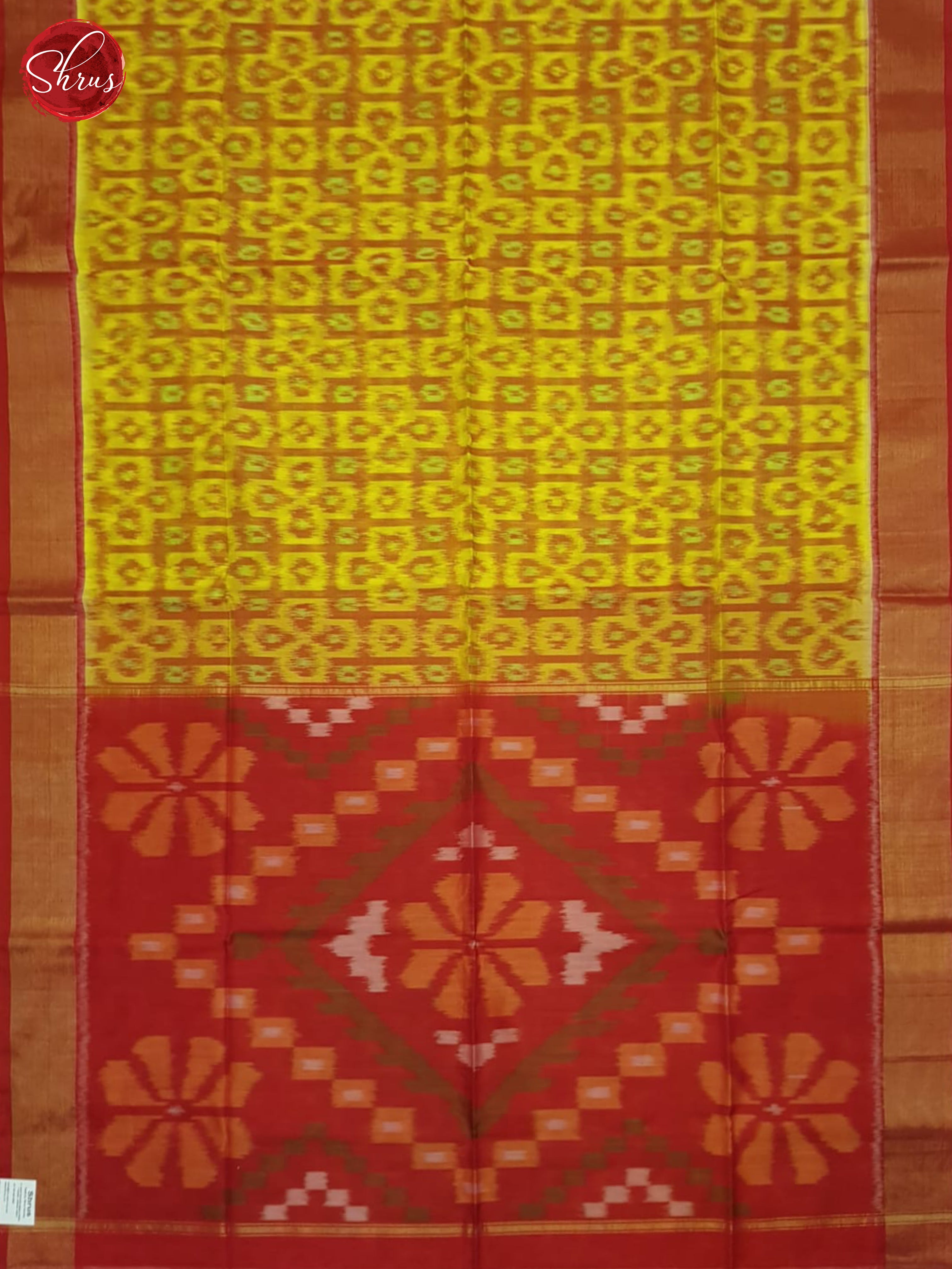 Yellow And Red- Pochampally Silk Cotton saree - Shop on ShrusEternity.com