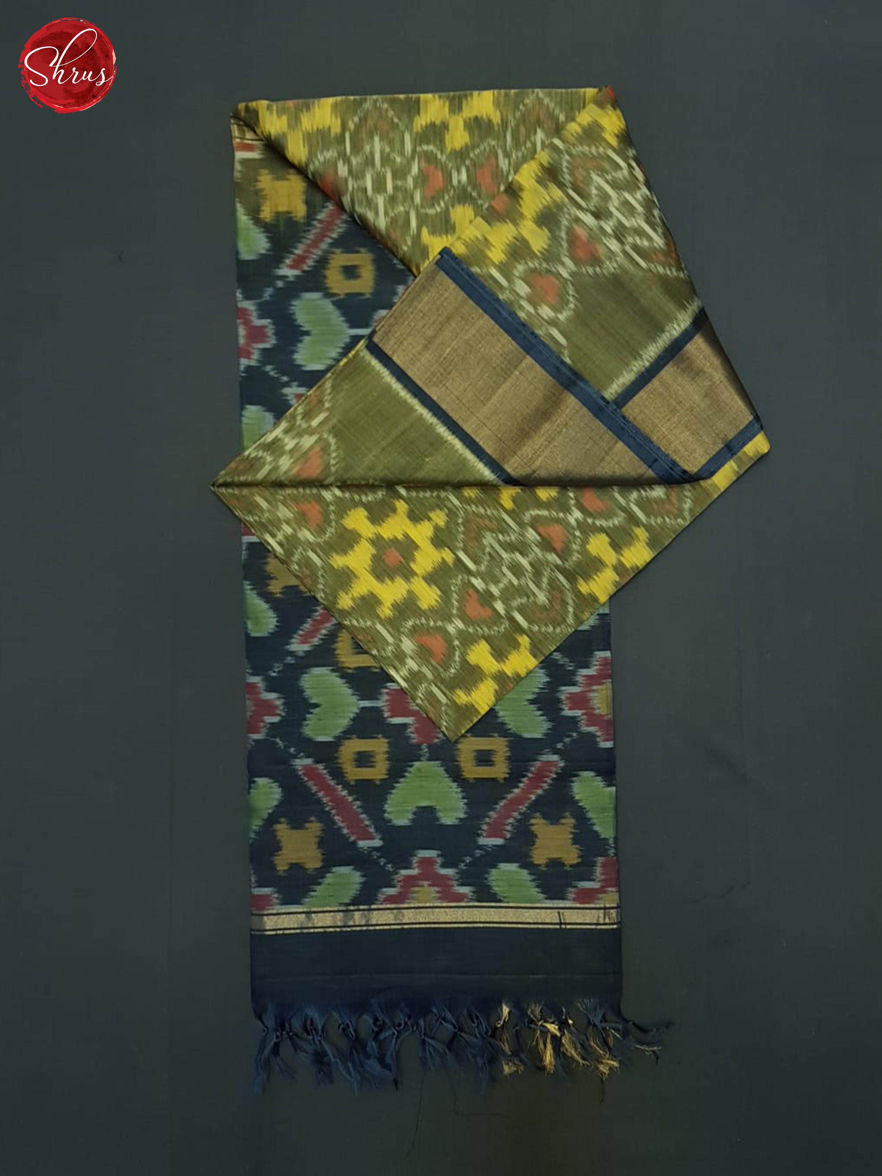 Greenish Grey And Grey- Pochampally Silk Cotton Saree - Shop on ShrusEternity.com