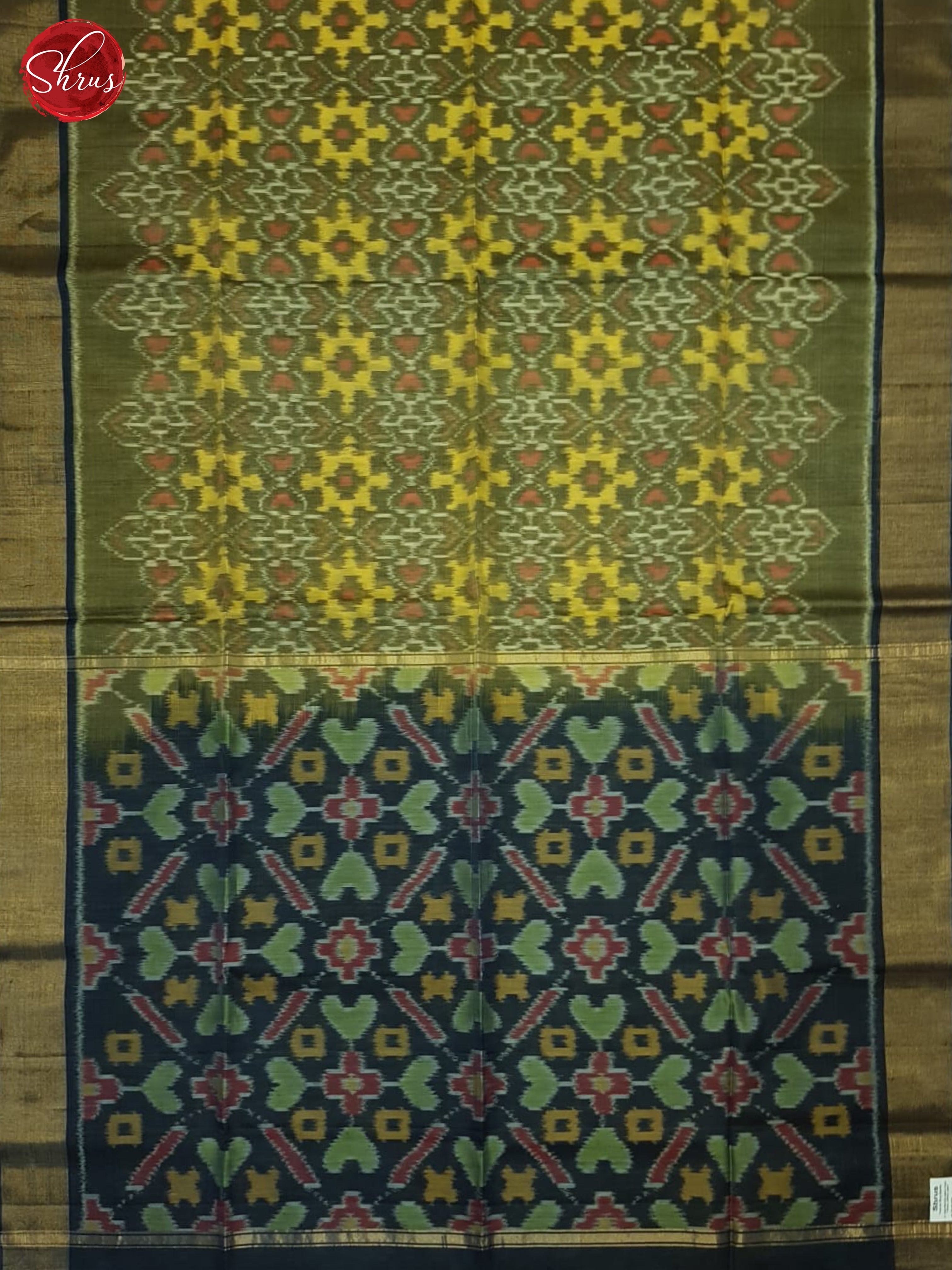 Greenish Grey And Grey- Pochampally Silk Cotton Saree - Shop on ShrusEternity.com