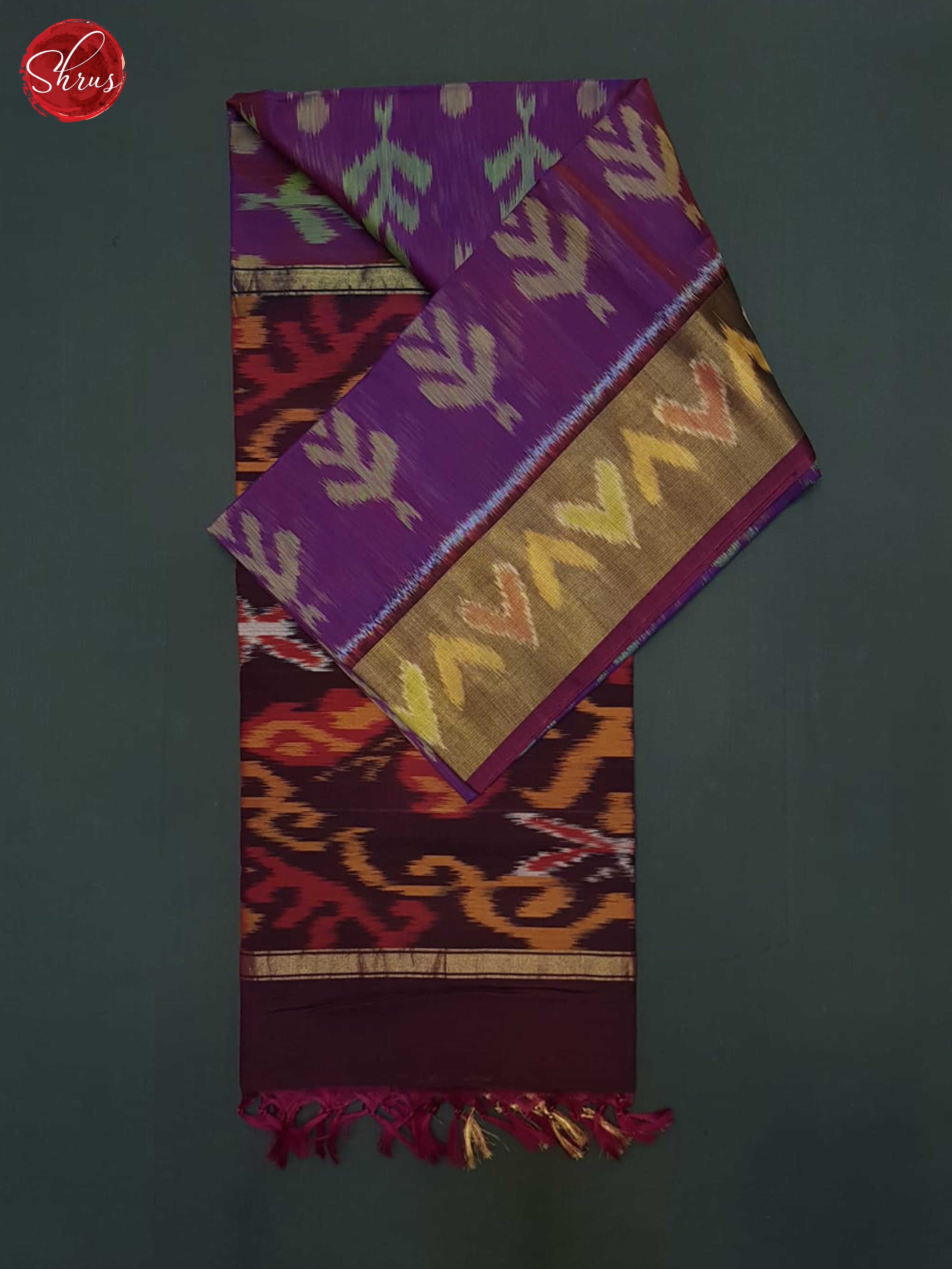 Purple And Wine- Pochampally Silk Cotton Saree - Shop on ShrusEternity.com