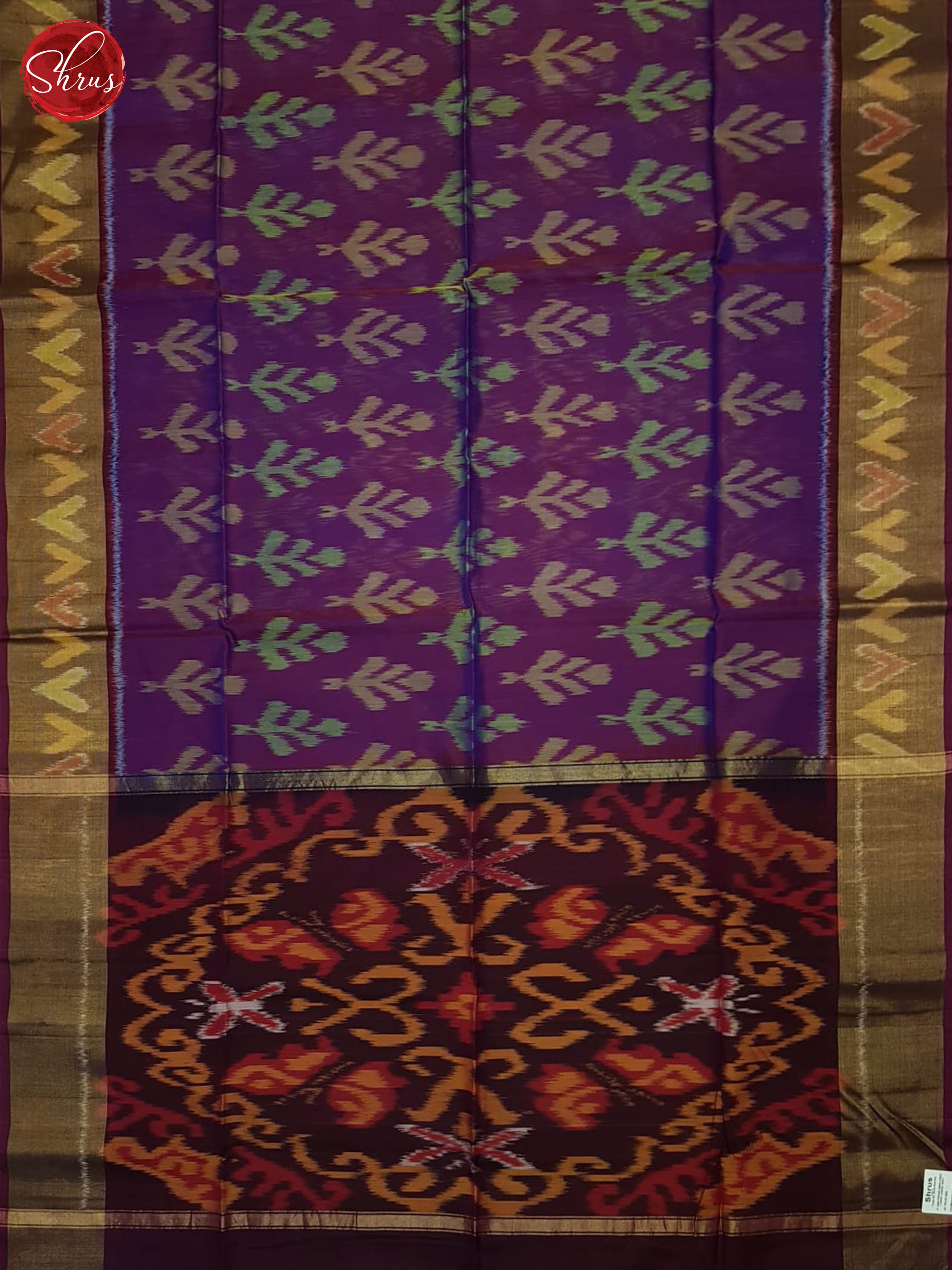 Purple And Wine- Pochampally Silk Cotton Saree - Shop on ShrusEternity.com