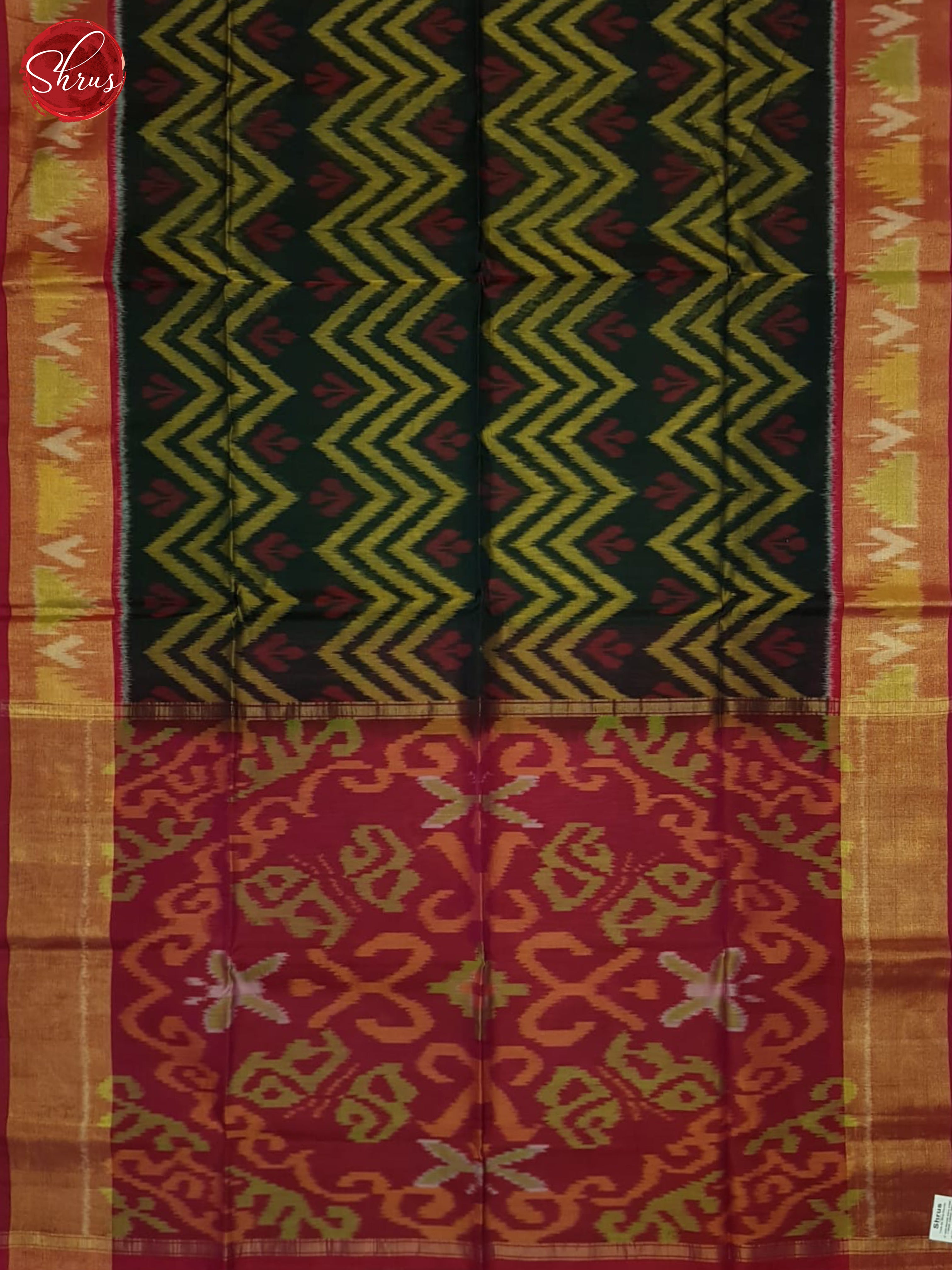 Green And Pink- Pochampally Silk Cotton Saree - Shop on ShrusEternity.com