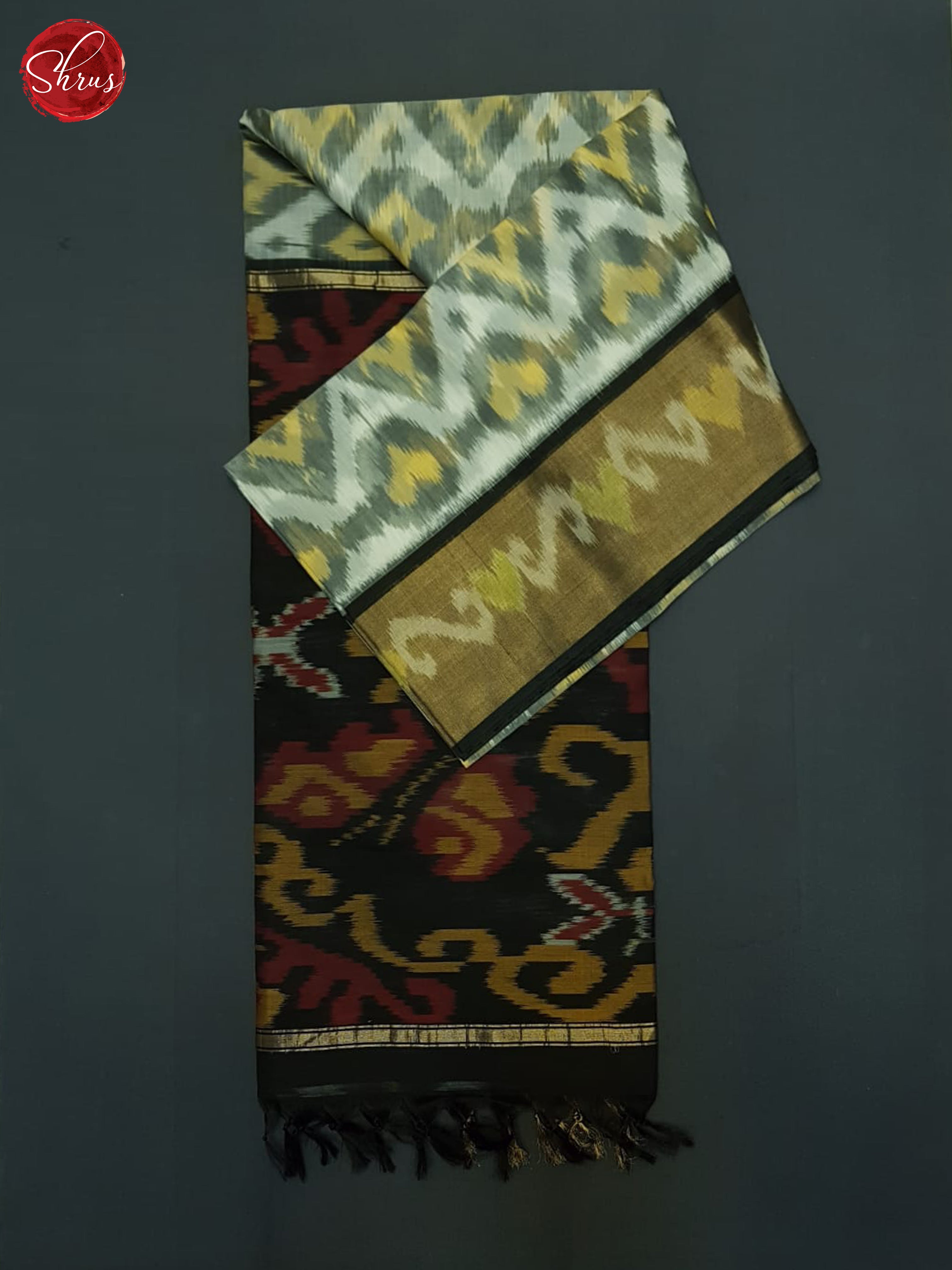 Cream And Black- Pochampally Silk Cotton saree - Shop on ShrusEternity.com