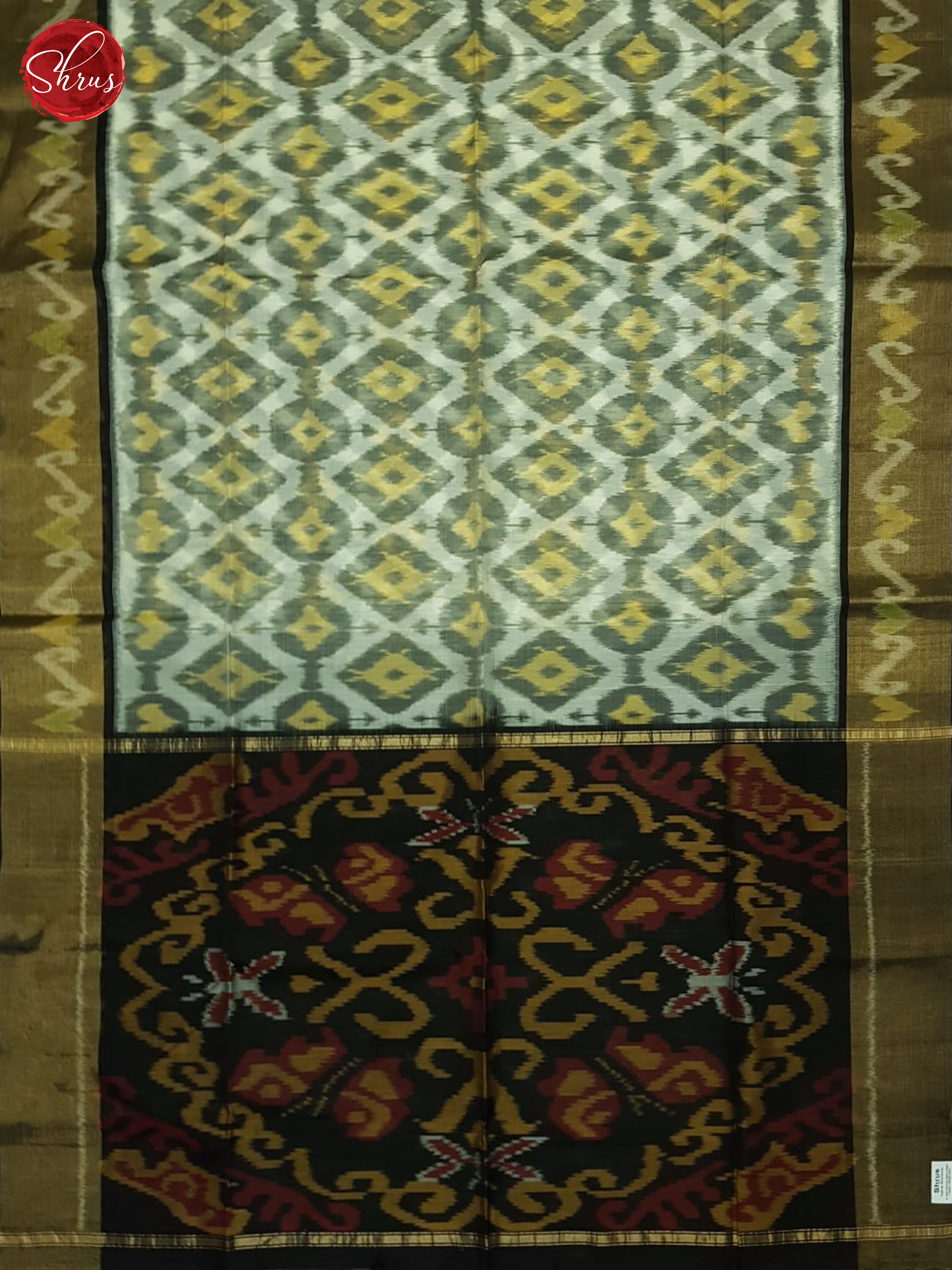 Cream And Black- Pochampally Silk Cotton saree - Shop on ShrusEternity.com