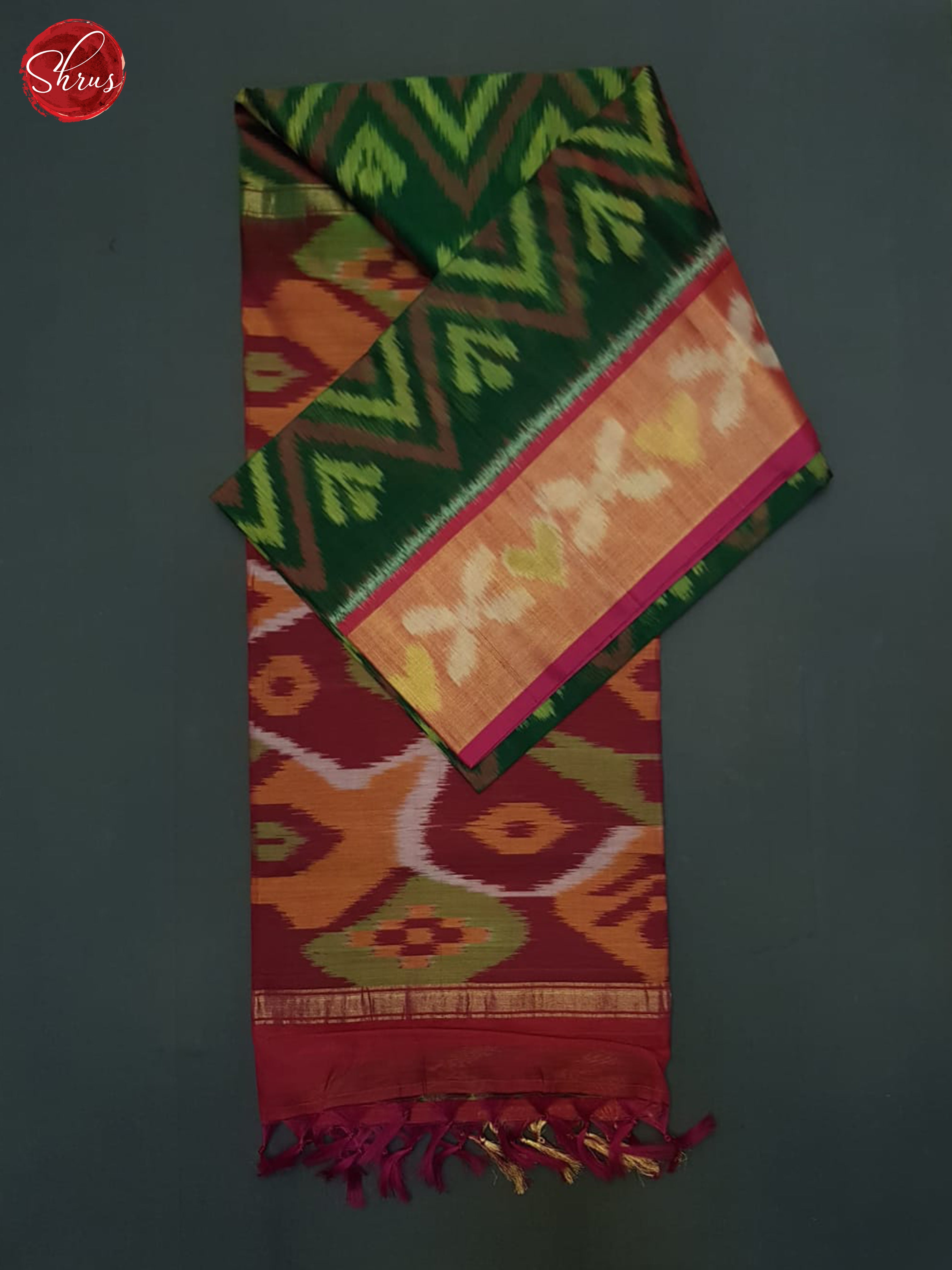 Green And Maroon- Pochampally Silk Cotton Saree - Shop on ShrusEternity.com