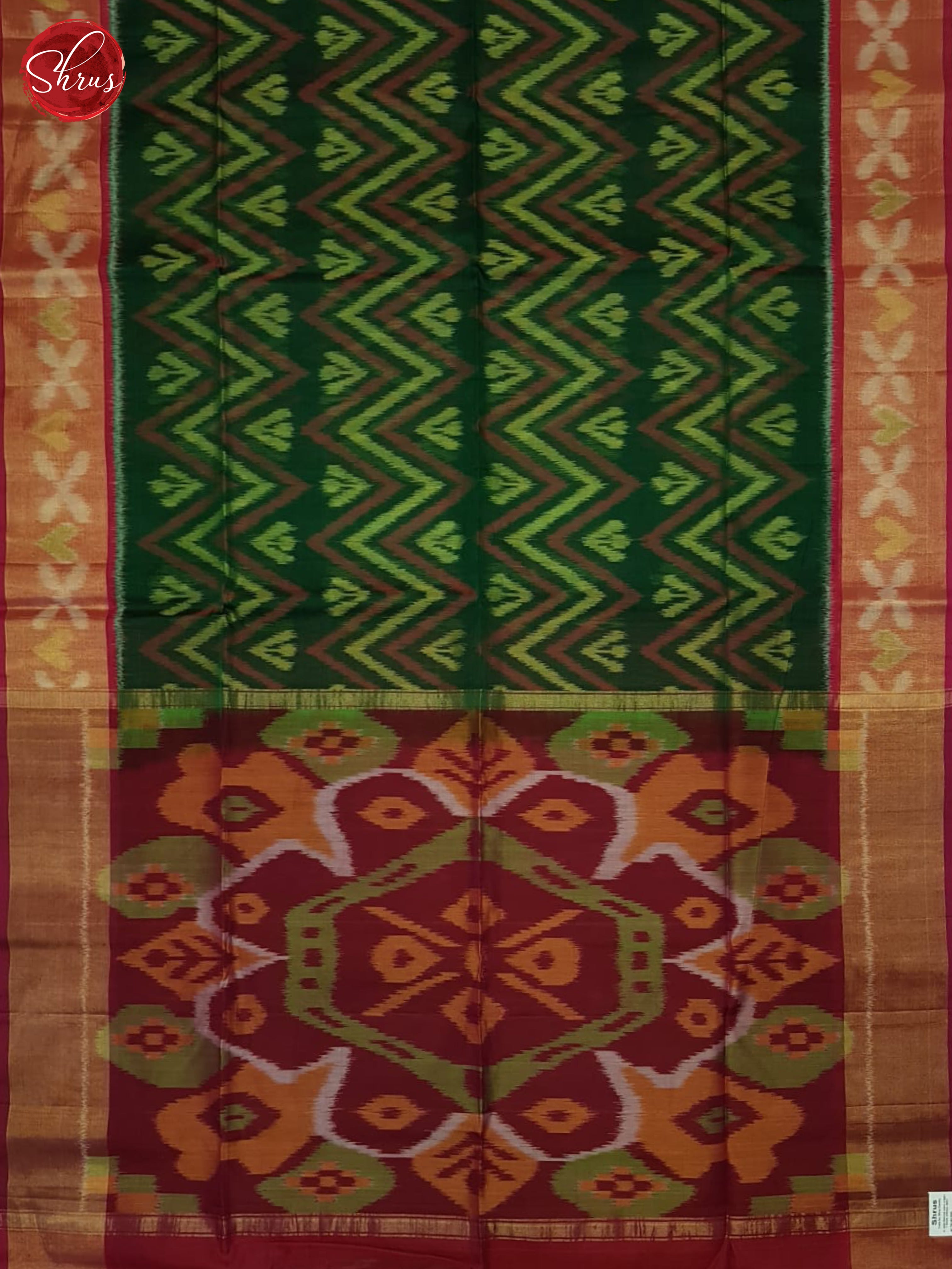 Green And Maroon- Pochampally Silk Cotton Saree - Shop on ShrusEternity.com