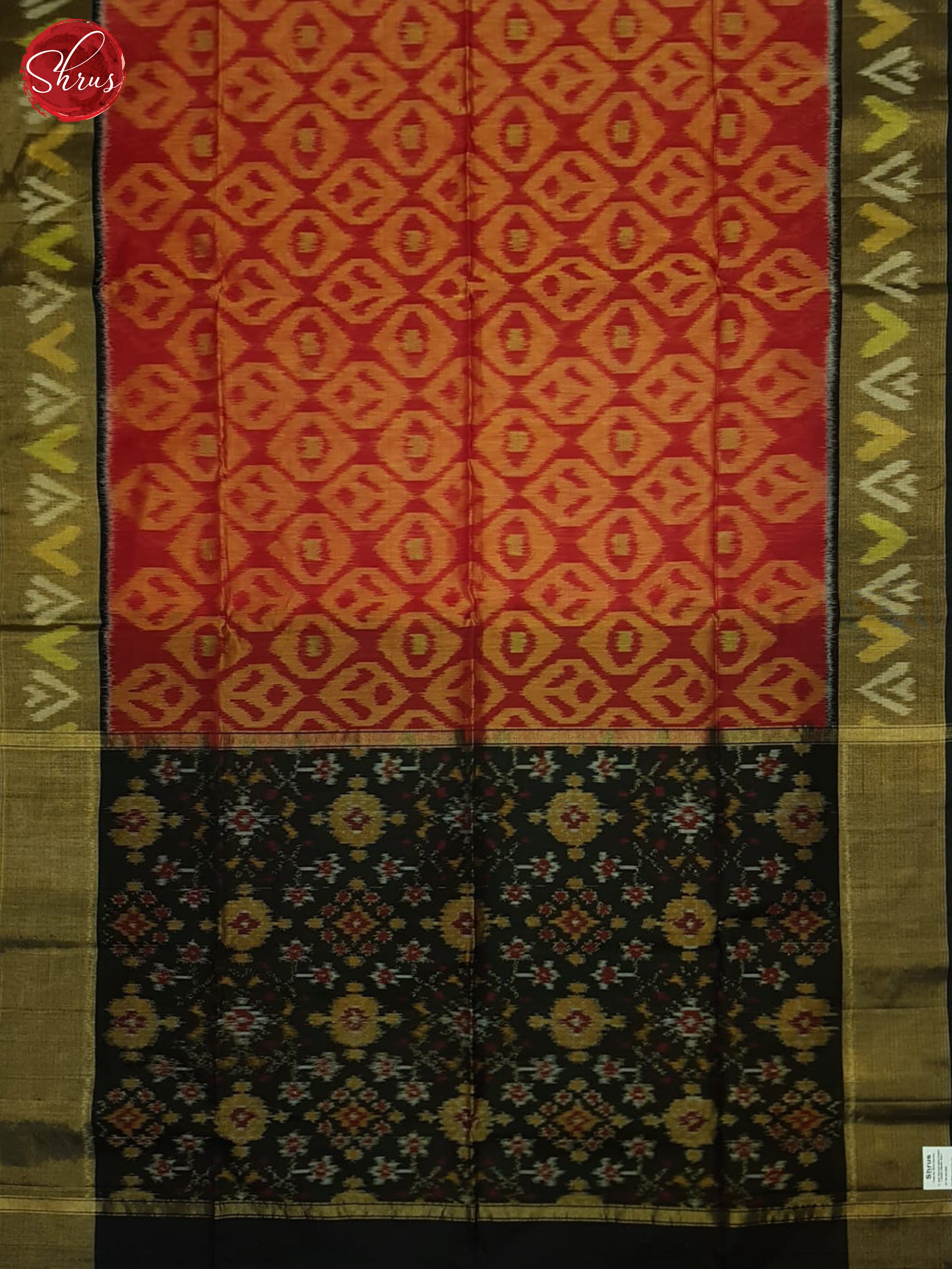 Red And Black- Pochampally SIlk Cotton Saree - Shop on ShrusEternity.com