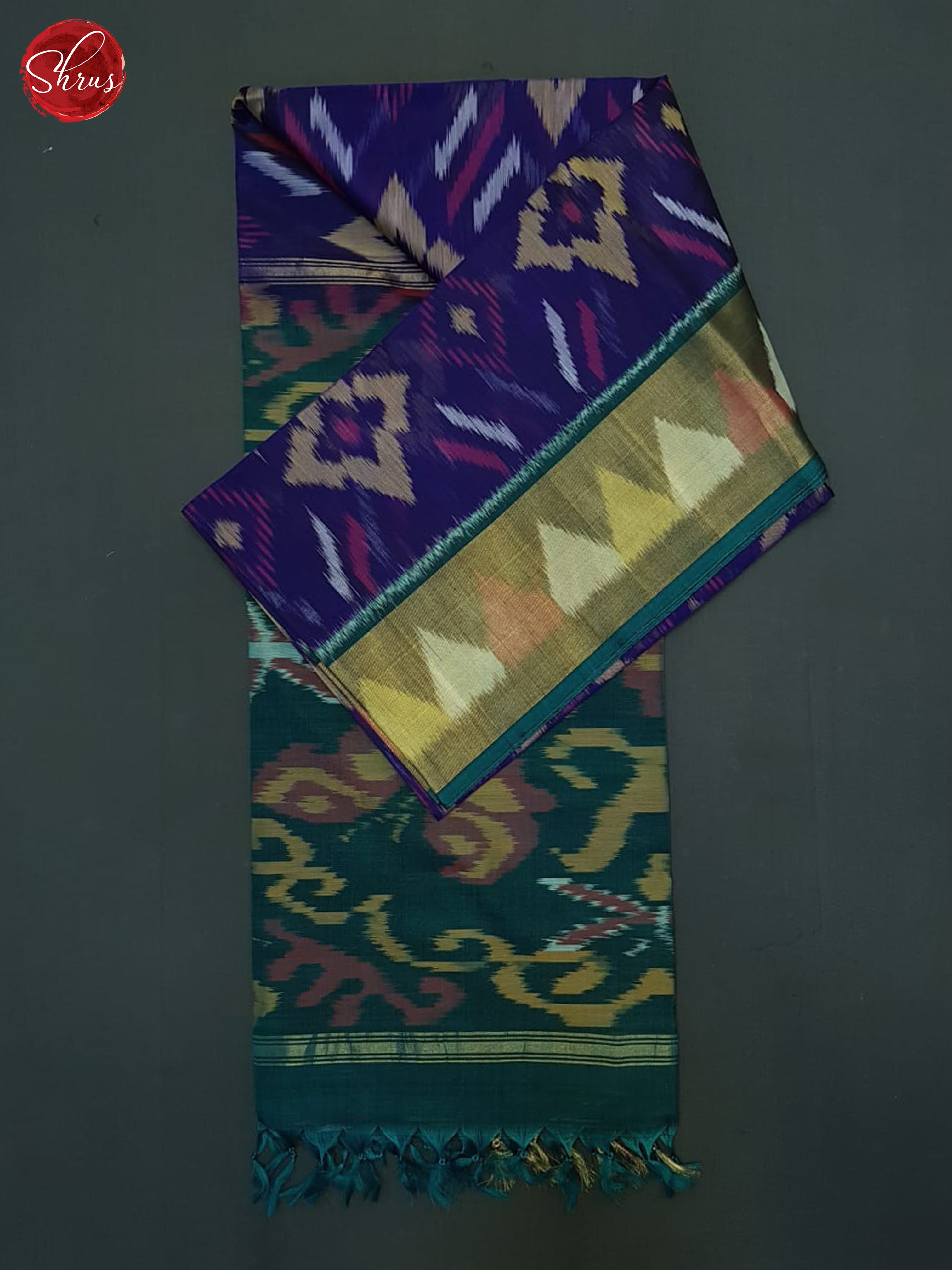 Blue And Green- Pochampally Silk Cotton Saree - Shop on ShrusEternity.com