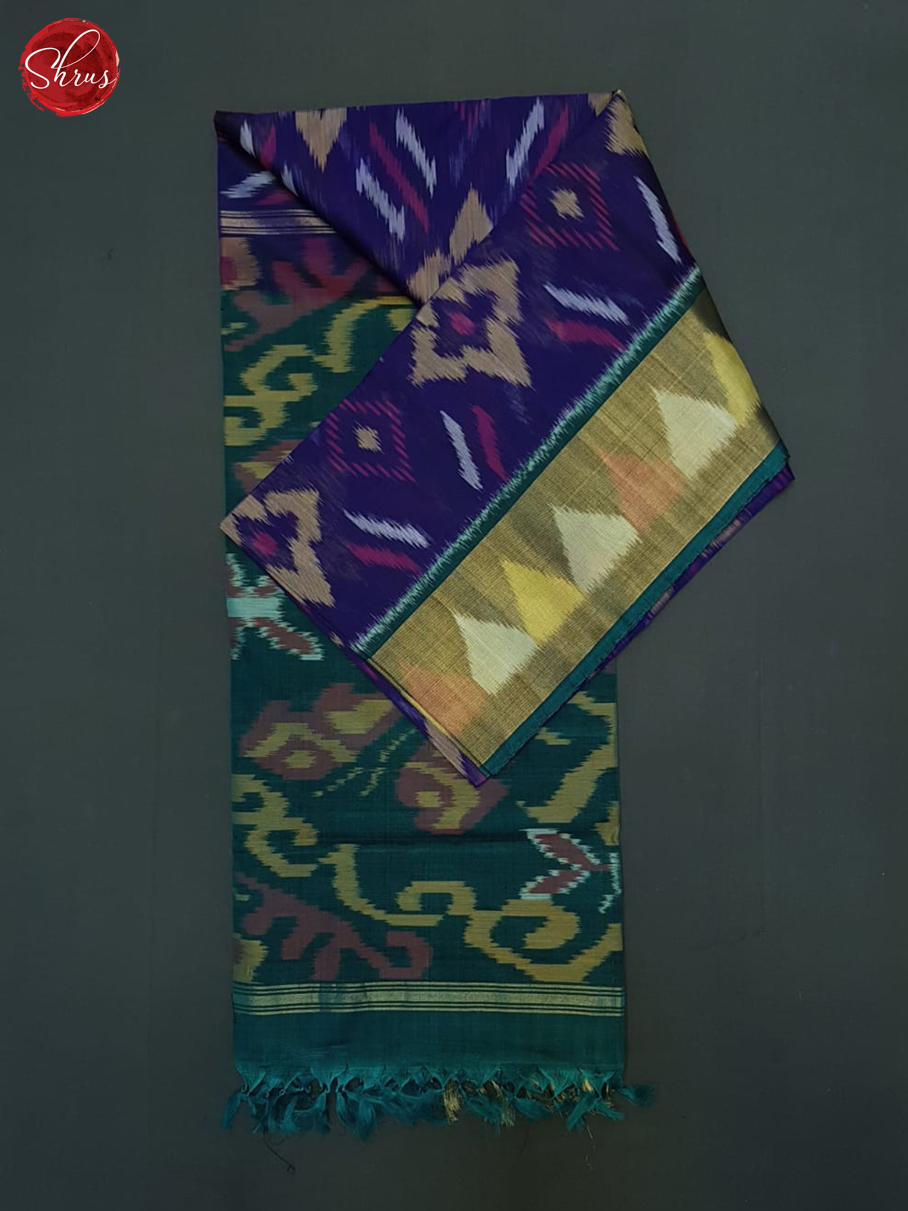 Blue And Green- Pochampally Silk Cotton Saree - Shop on ShrusEternity.com
