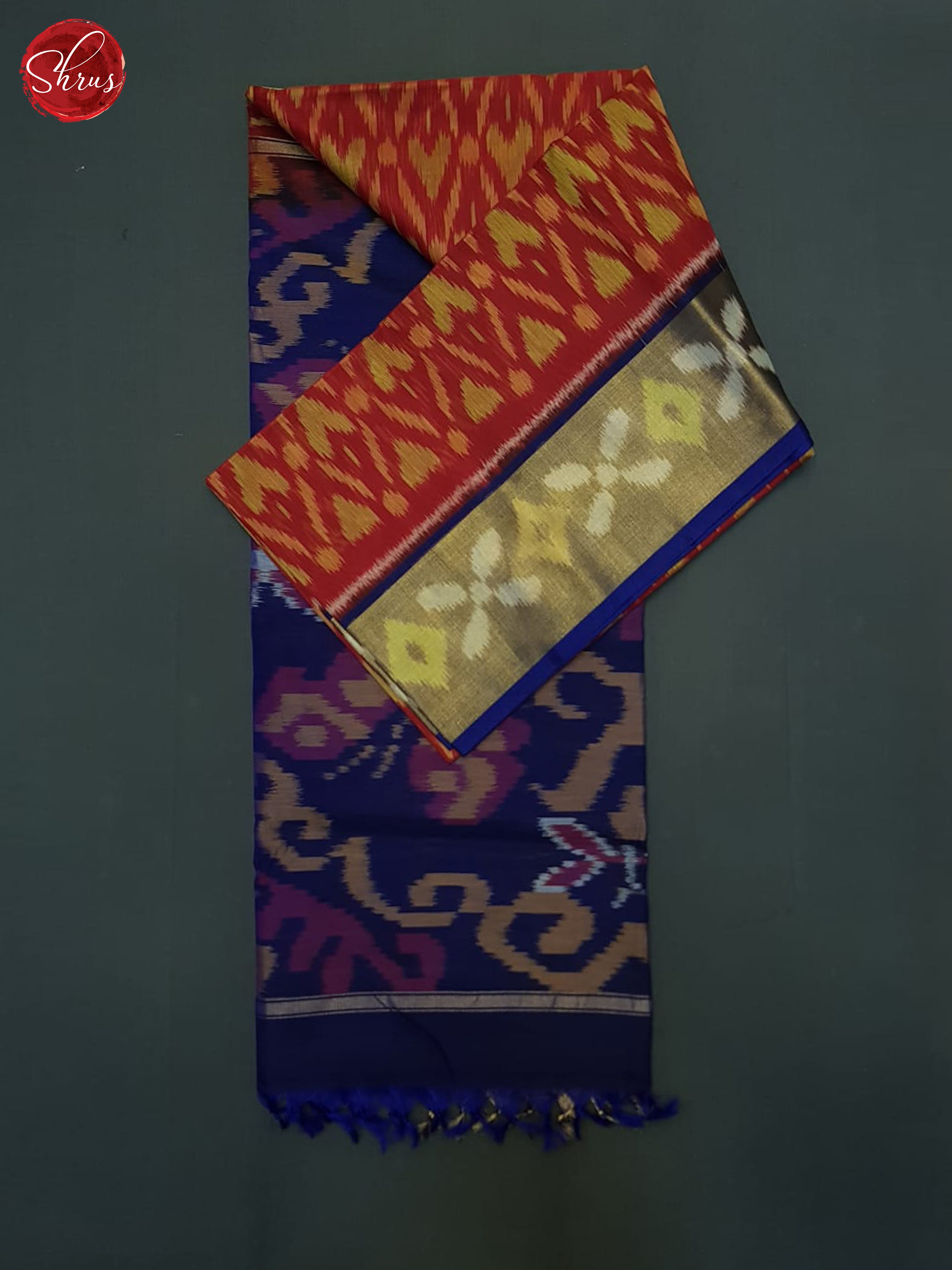 Red And Blue- Pochampally Silk Cotton Saree - Shop on ShrusEternity.com