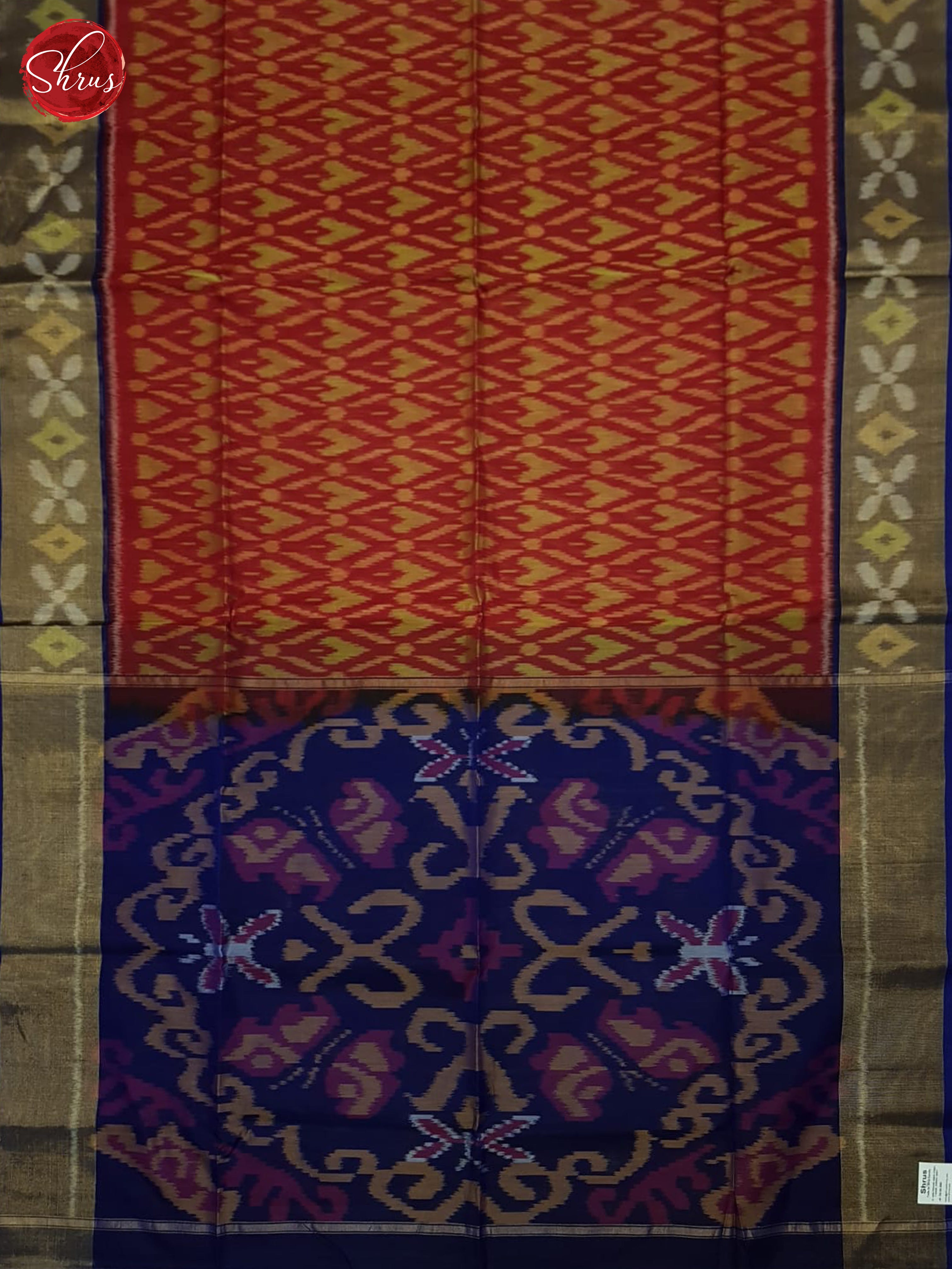 Red And Blue- Pochampally Silk Cotton Saree - Shop on ShrusEternity.com
