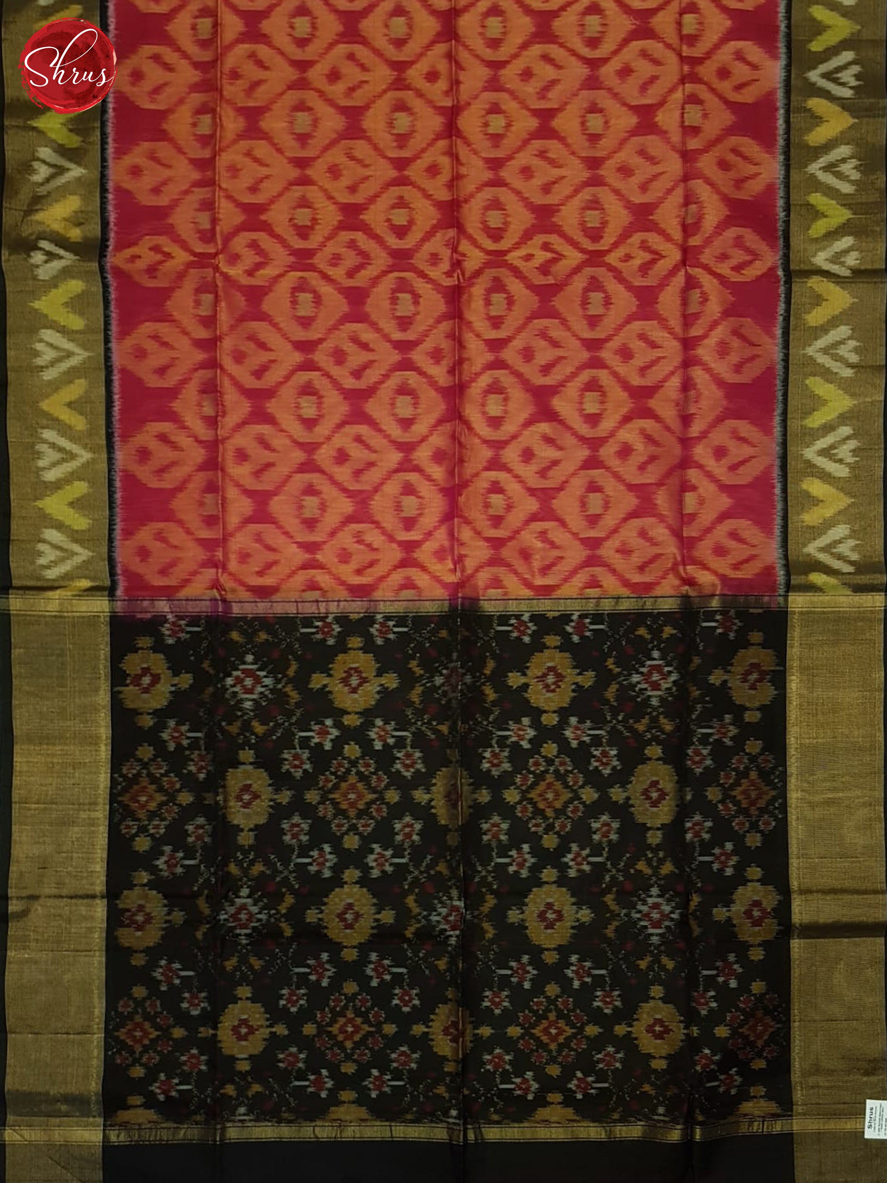 Pink And Black- Pochampally Silk Cotton Saree - Shop on ShrusEternity.com