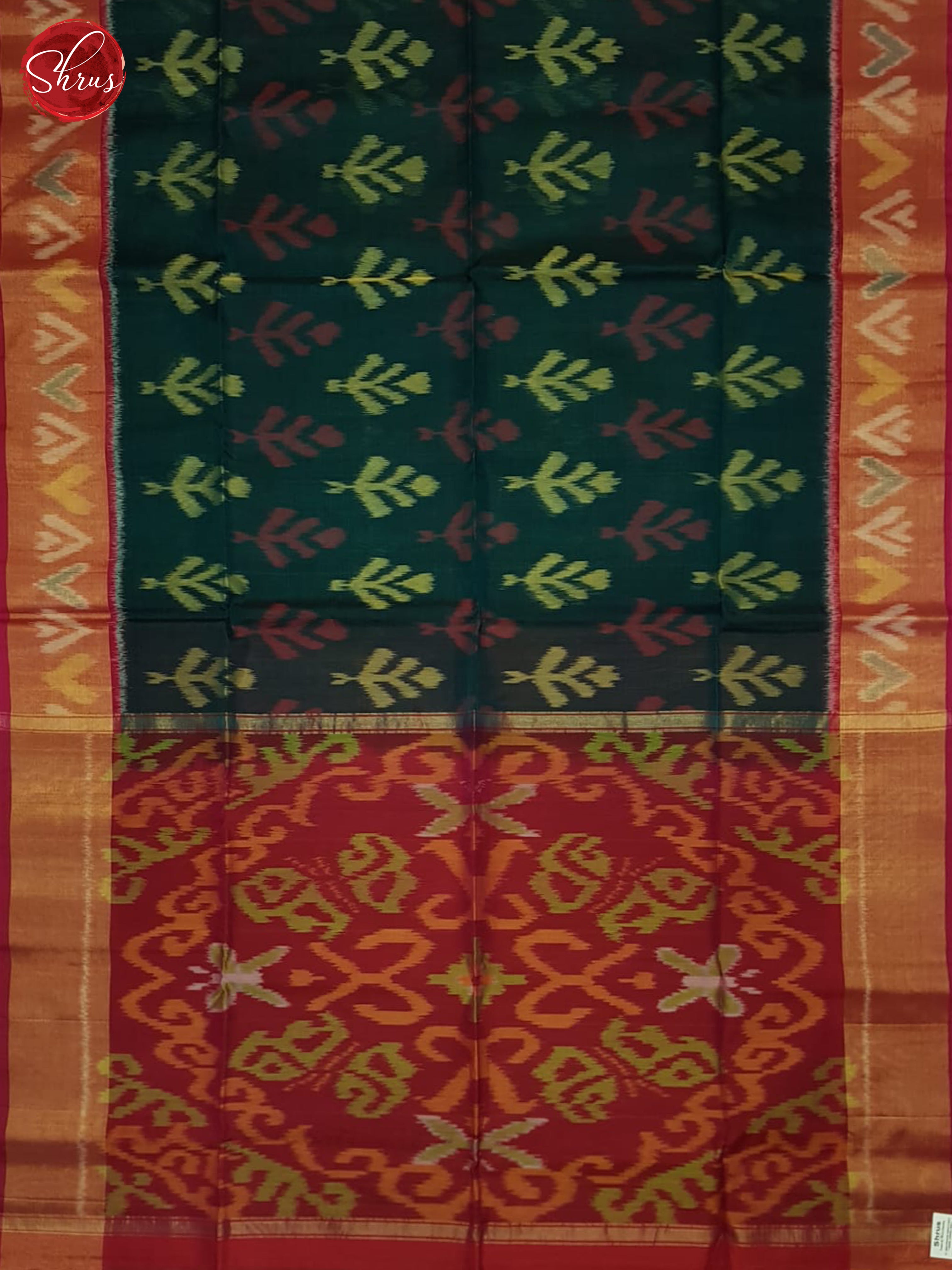 Green And Pink- Pochampally Silk Cotton Saree - Shop on ShrusEternity.com