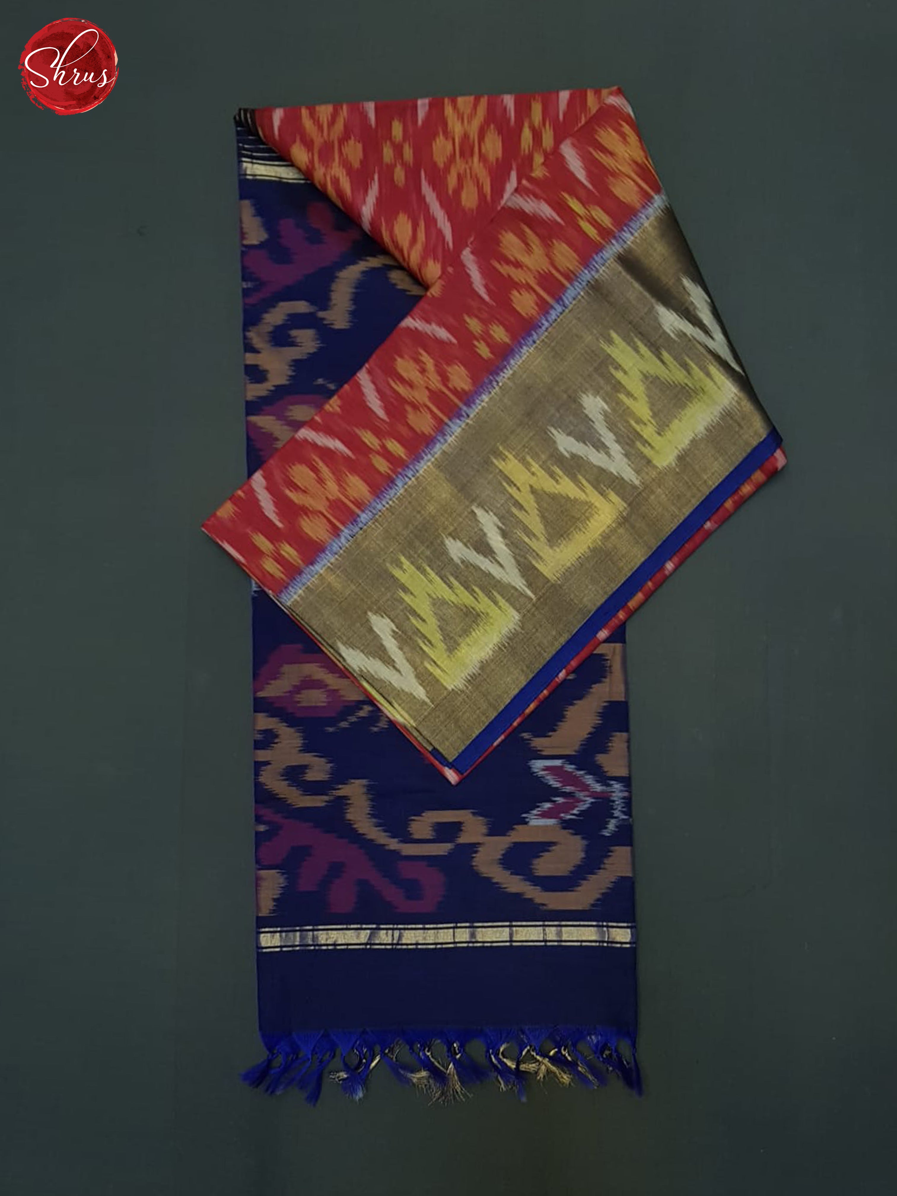 Red And Blue- Pochampally Silk Cotton Saree - Shop on ShrusEternity.com