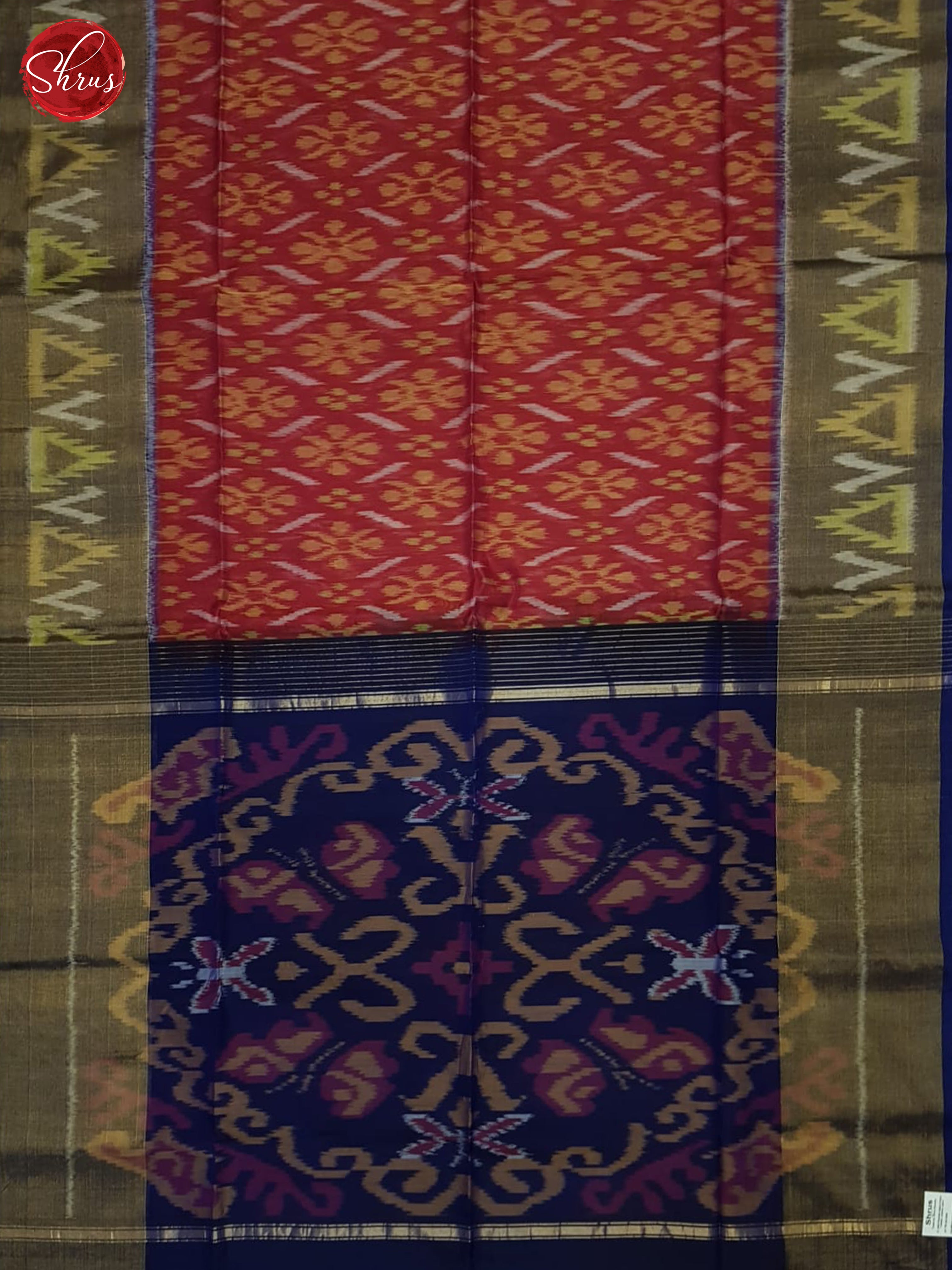 Red And Blue- Pochampally Silk Cotton Saree - Shop on ShrusEternity.com