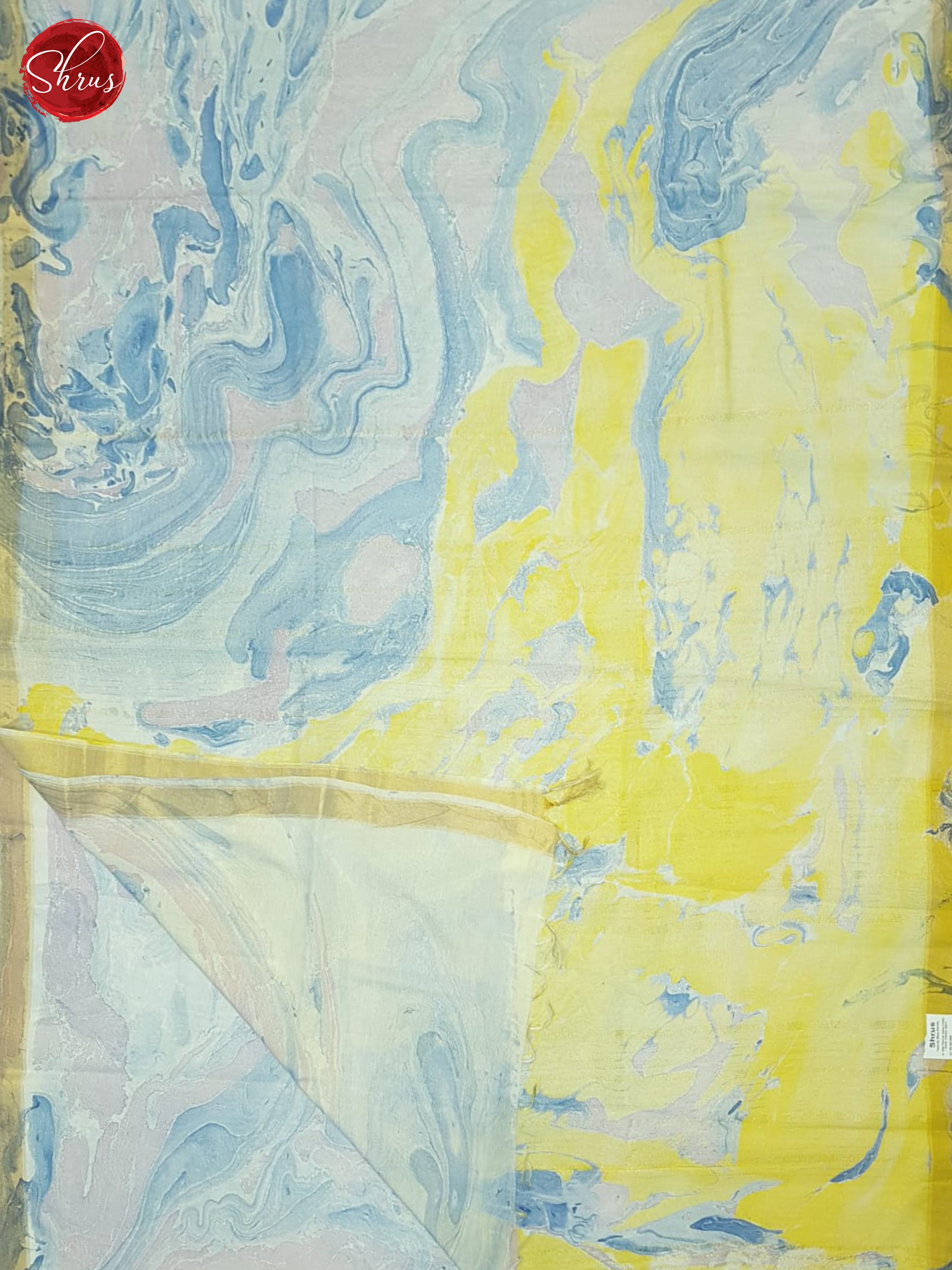 Yellow & Blue - Semi Chanderi Saree - Shop on ShrusEternity.com