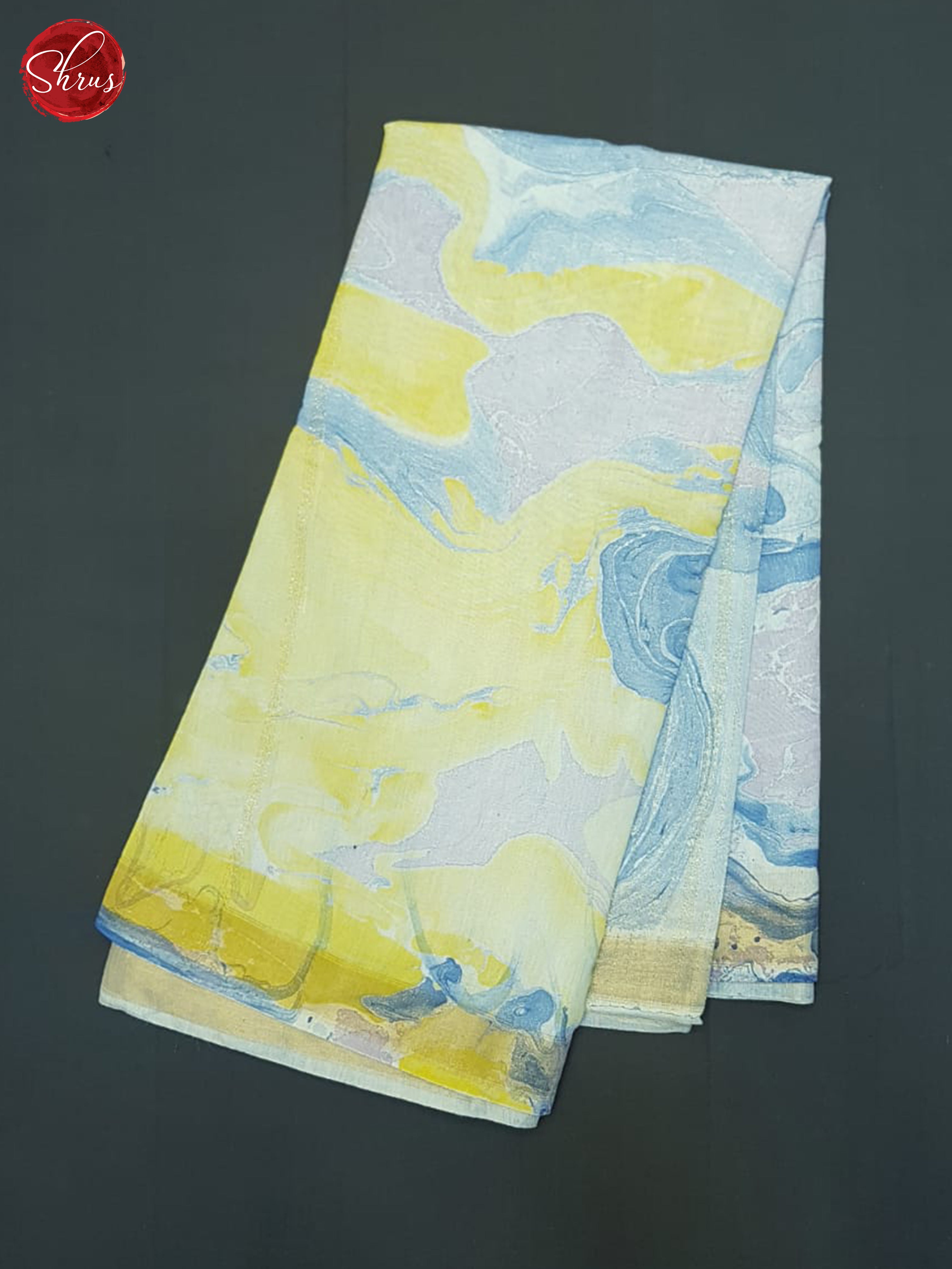 Yellow & Blue - Semi Chanderi Saree - Shop on ShrusEternity.com